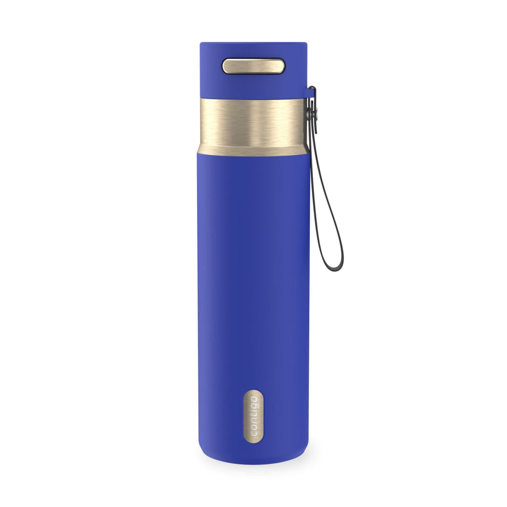 Contigo AutoSeal Leakproof Stainless Steel Reusable Water Bottle Tumbler with Carrying Strap, Cream/Champagne, 24 oz M19Q