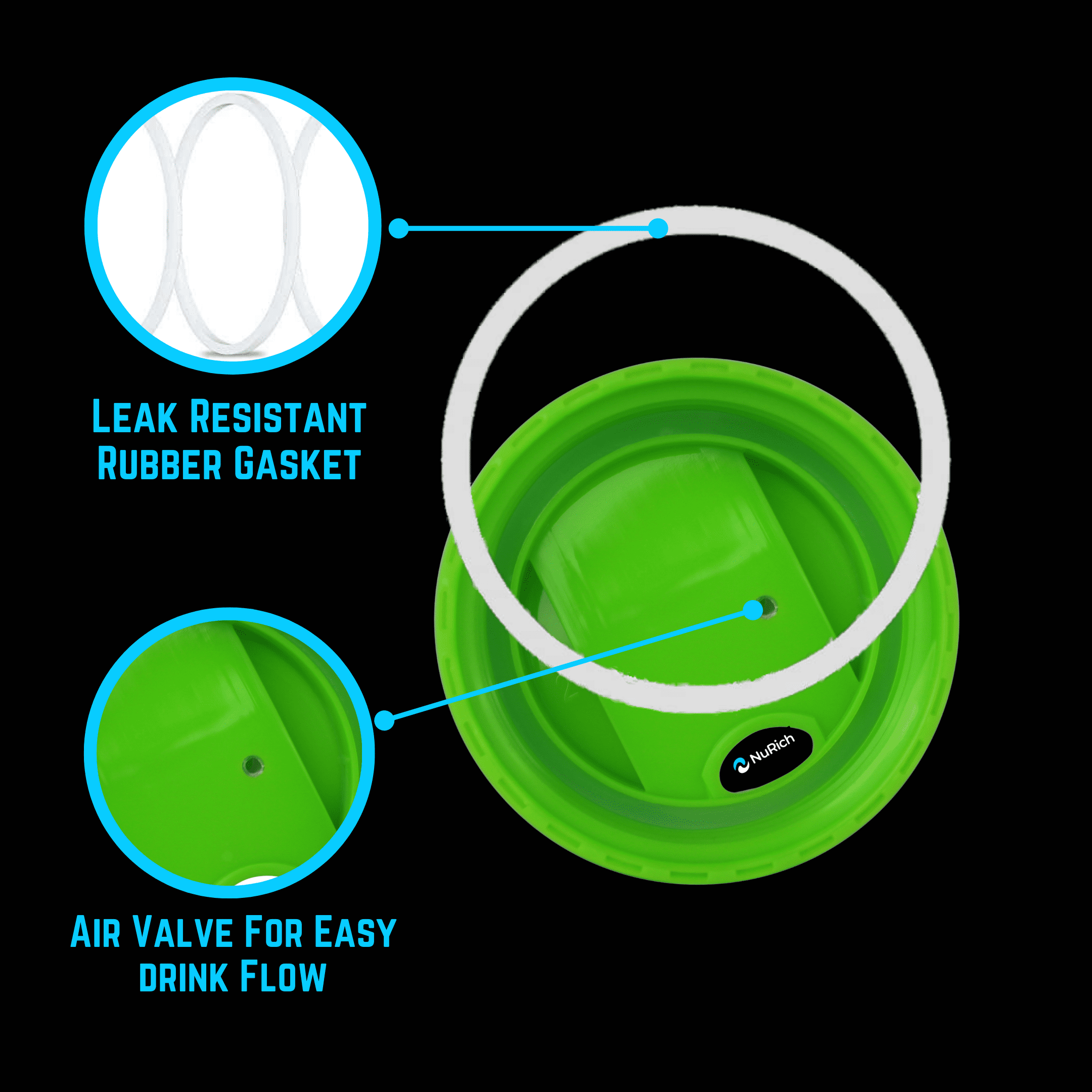 NuRich Hydro Wide Mouth Flip and Sip Replacement Coffee Lid or Cap Accessories Compatible with Hydroflask, Nalgene, and Many More Top Water Bottle Brands Sizes 12 16 18 20 32 40 64 Ounce M224Z