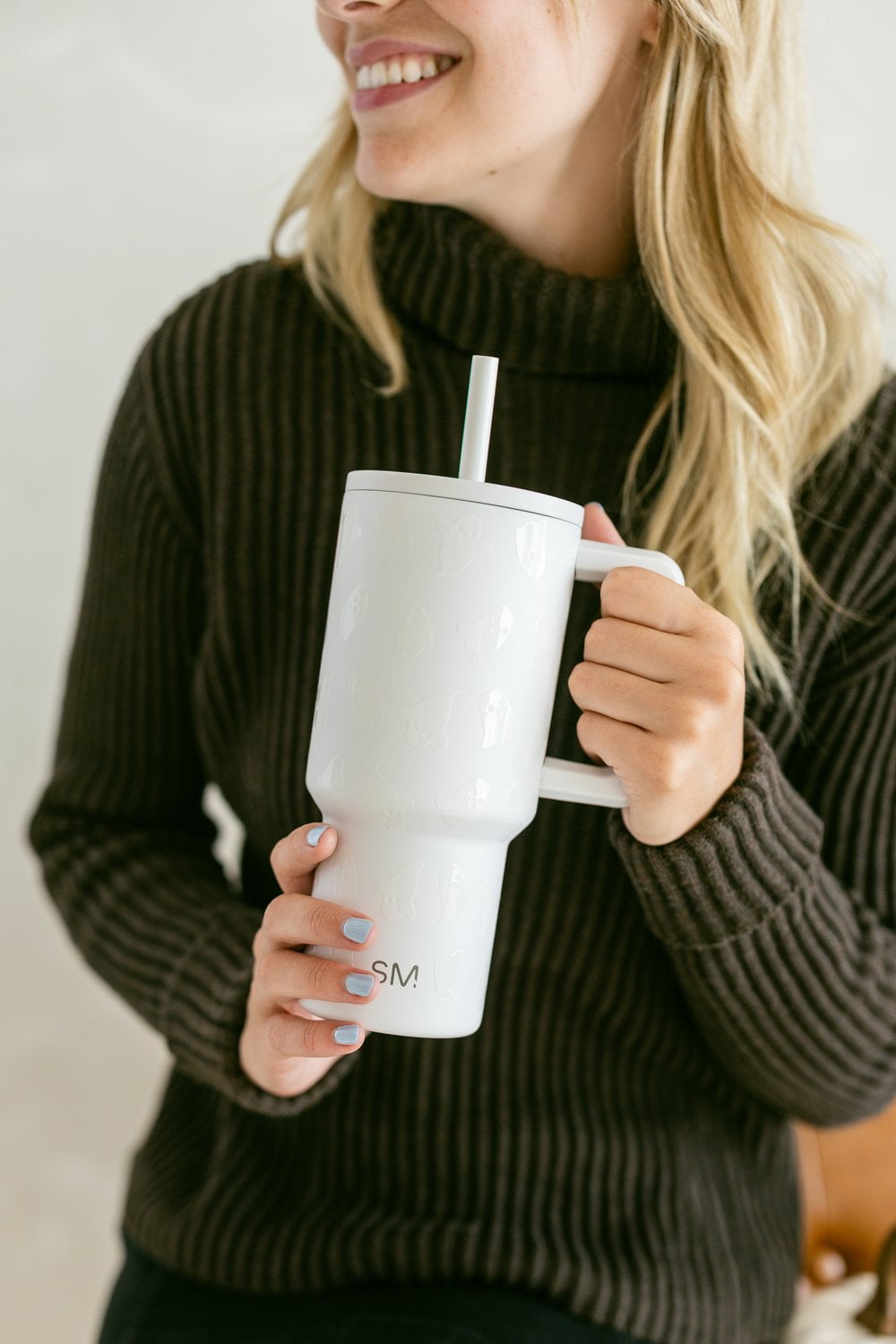 Simple Modern 30 fl oz Insulated Stainless Steel Trek Tumbler with Straw Lid | Seaglass Sage and Cream Checkmate M690W