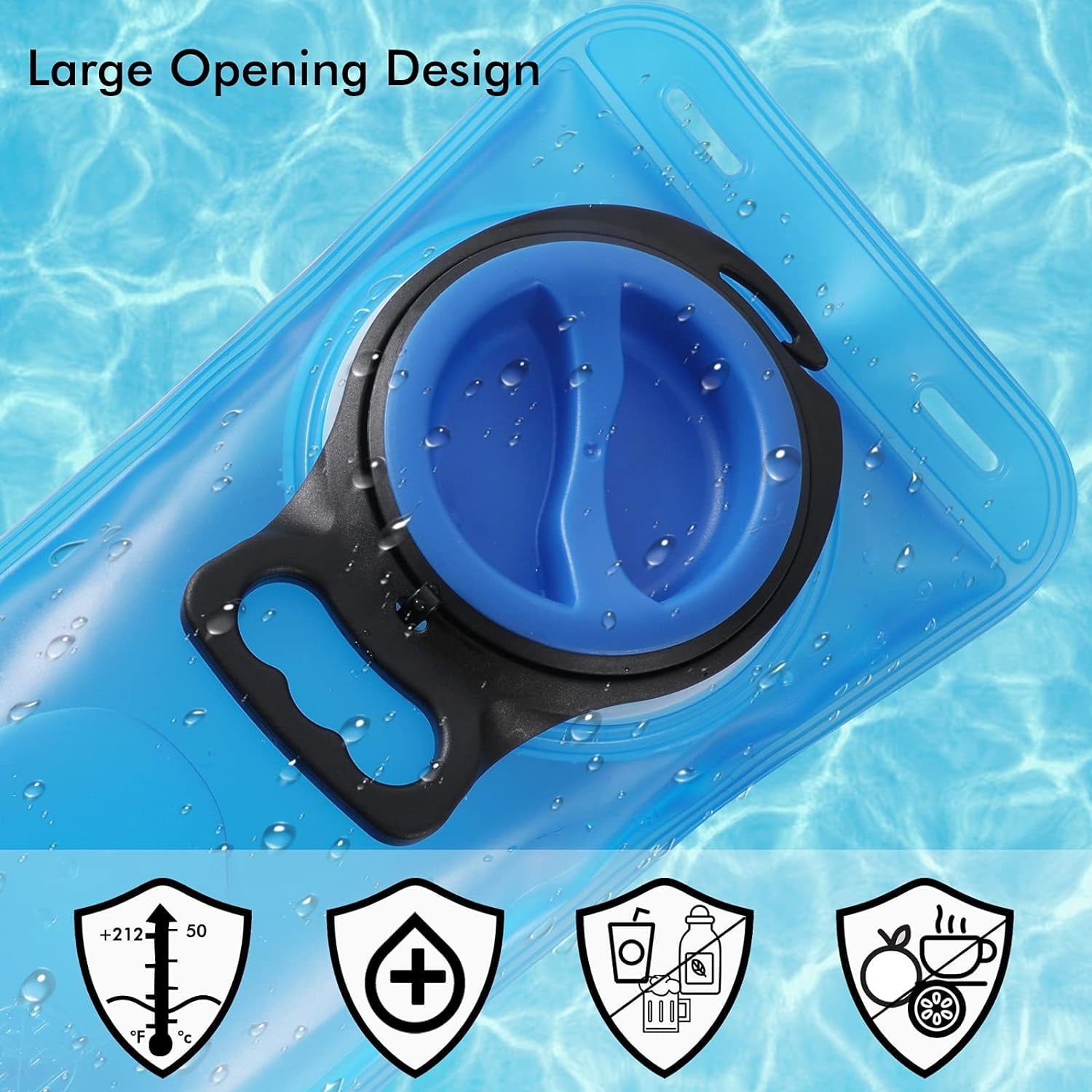 TAGVO Hydration Bladder 2 Liter BPA Free 70oz + Cleaning Brushes Kit, Leakproof Water Bladder Travel Reservoir Hydration Bag, Easy Cleaning by 3 Brushes and Air Drying by Collapsible Frame M383M