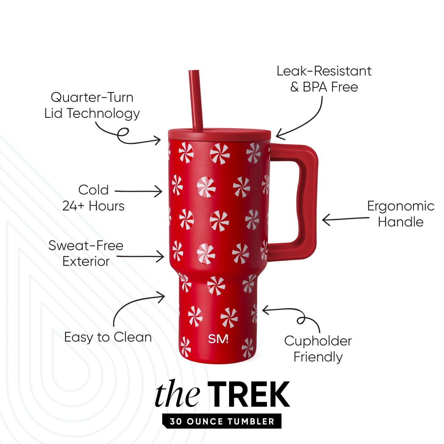 Simple Modern 30 fl oz Insulated Stainless Steel Trek Tumbler with Straw Lid | Seaglass Sage and Cream Checkmate M690W