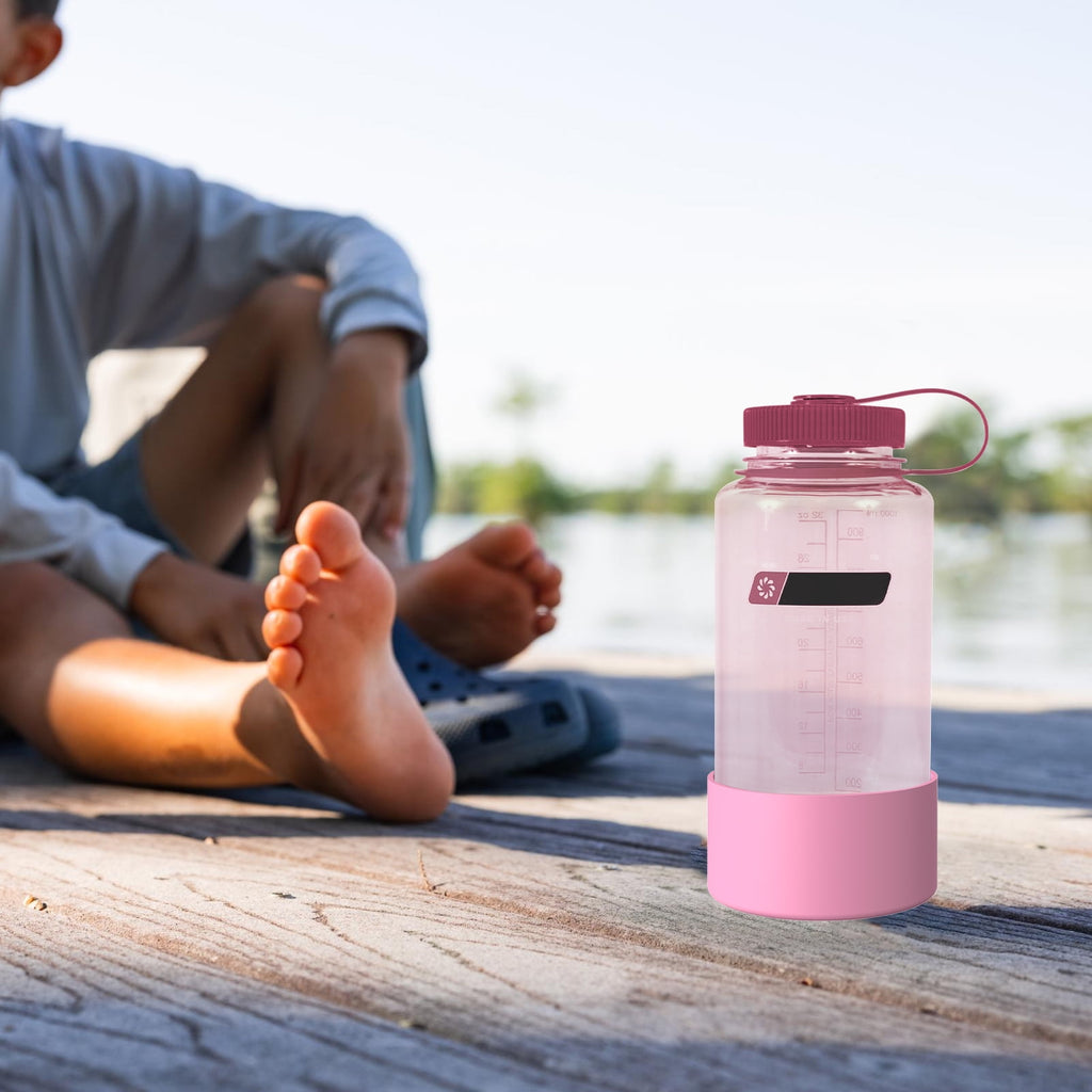 Linkidea 2 Pack Water Bottle Boot Compatible with Nalgene Sustain Wide Mouth 32oz/48oz, Narrow Mouth 32oz, Silicone Anti-Slip Bottle Bottom Bumper Protector (Light Pink) M212Y