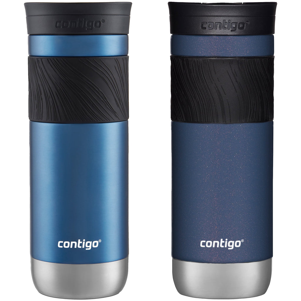 Contigo SNAPSEAL Insulated Stainless Steel Travel Mug with Grip, 20 oz, Blue Corn &amp; Midnight Berry, 2-Pack M13G