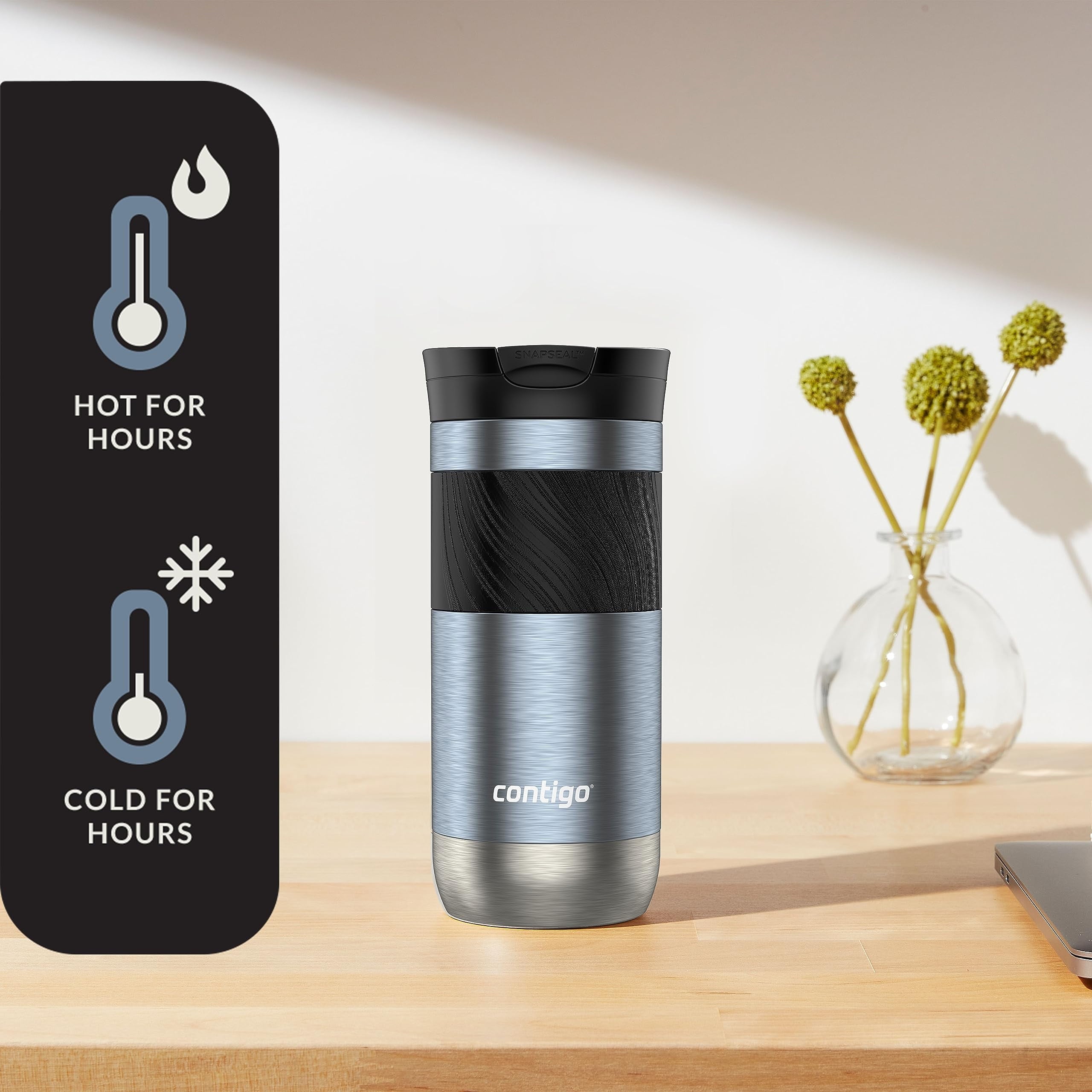 Contigo Byron 2.0 Stainless Steel Travel Mug with SNAPSEAL Lid and Grip, 16oz. M50V
