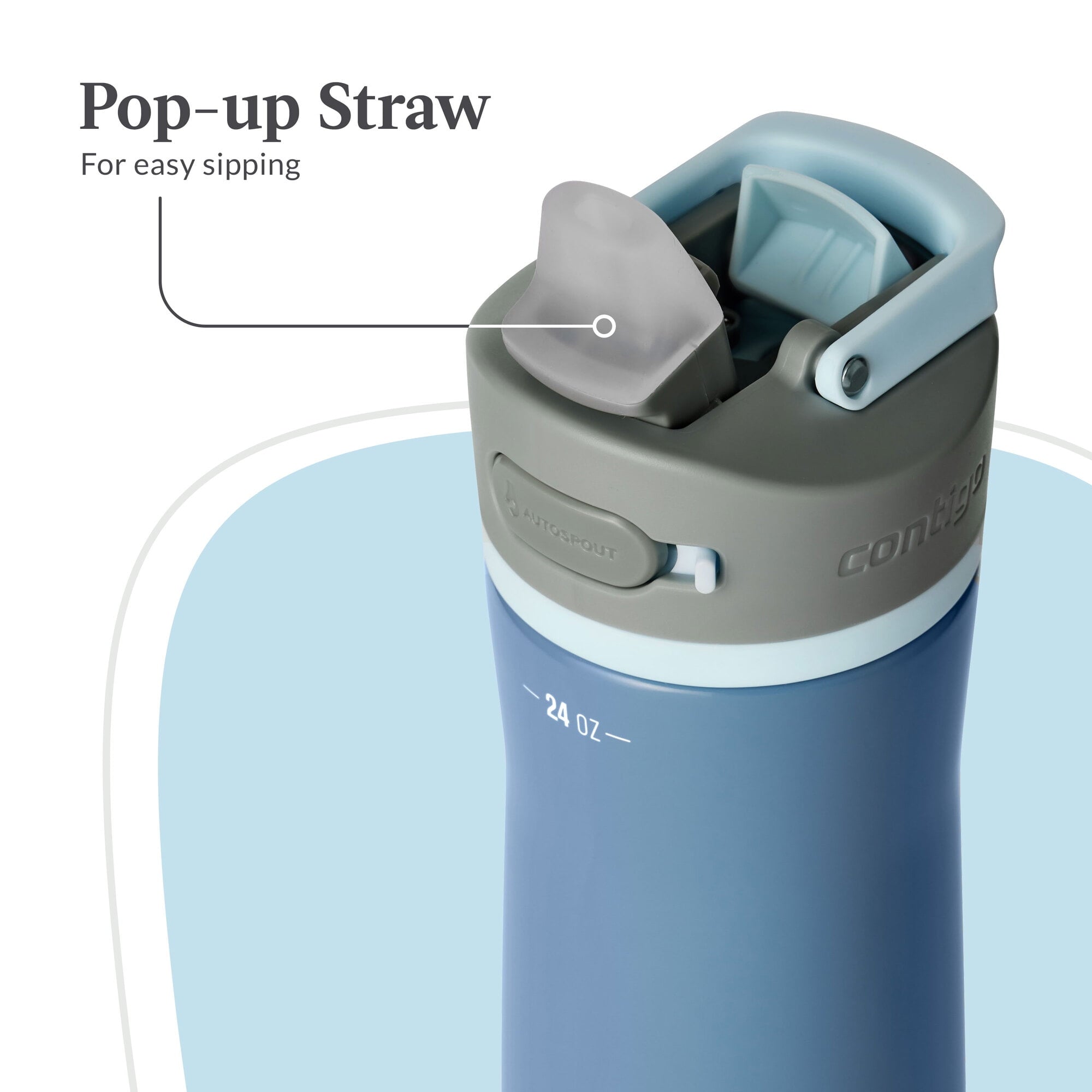 Contigo® Wells Chill Stainless Steel Filter Water Bottle with AUTOSPOUT® Straw Lid, 24 oz., Dark Ice M90U