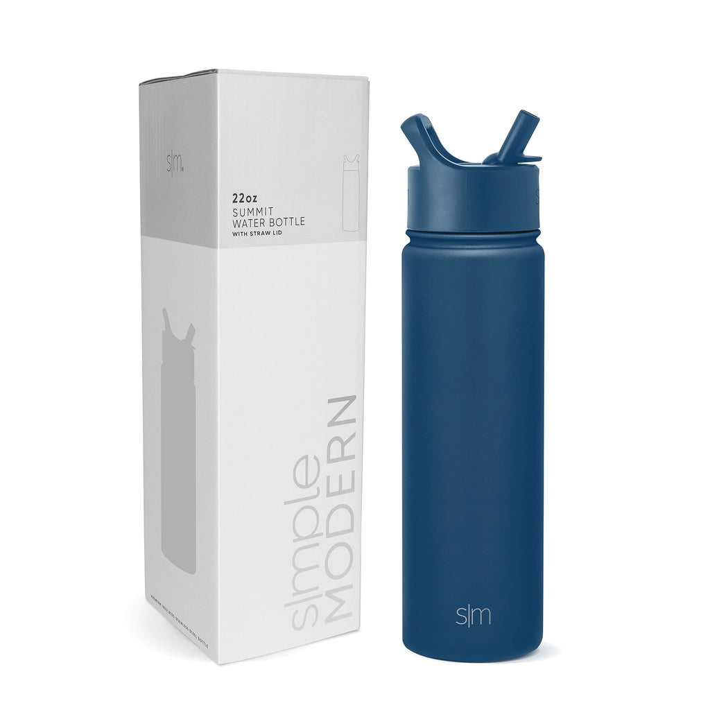 Simple Modern Water Bottle with Straw Lid Vacuum Insulated Stainless Steel Metal Thermos Bottles | Reusable Leak Proof BPA-Free Flask for School | Summit Collection | 22oz, Slumberland M432S