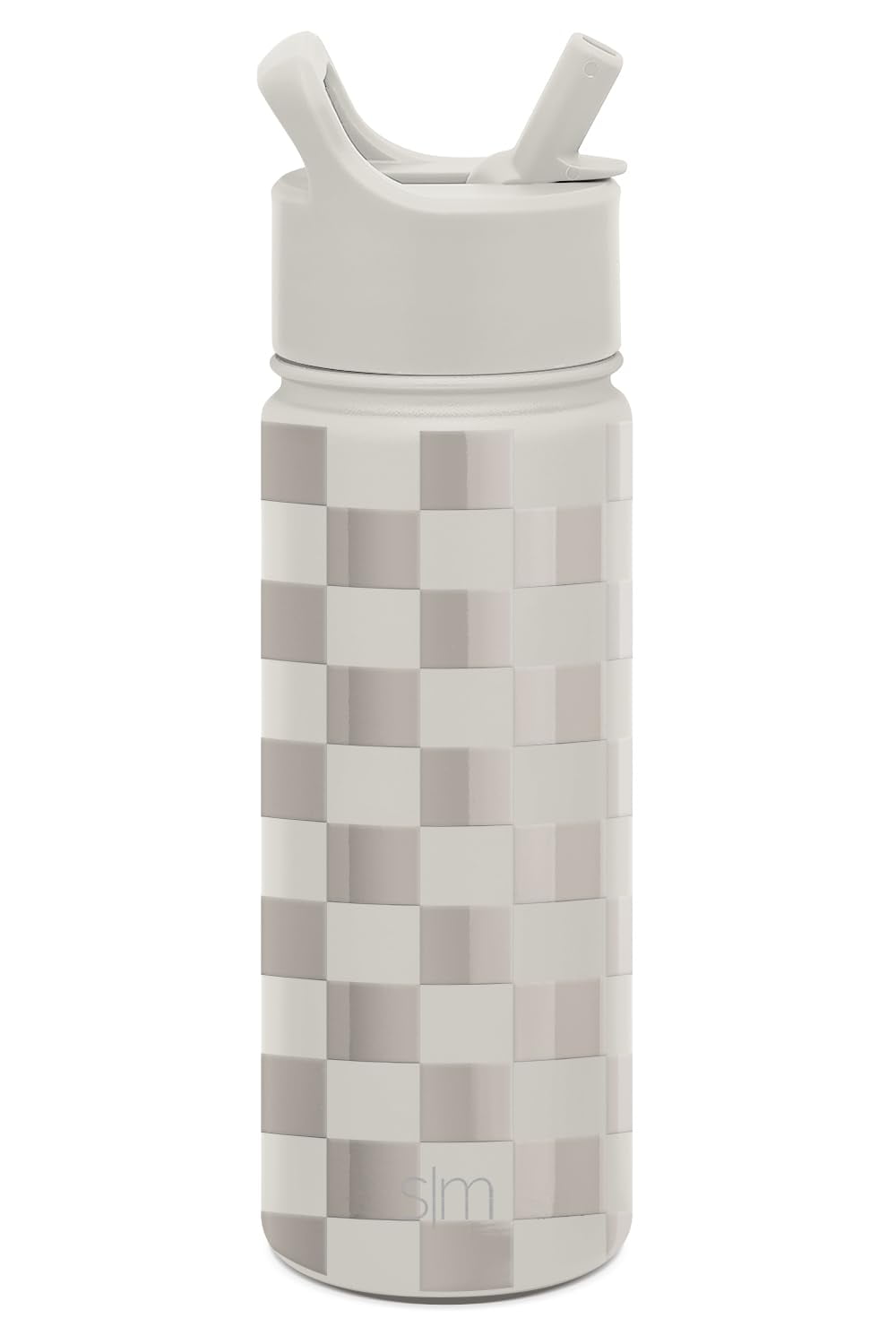 Simple Modern Kids Water Bottle with Straw Lid Vacuum Insulated Stainless Steel Metal Thermos Bottles | Reusable Leak Proof BPA-Free Flask for School | Summit Collection | 18oz, Checkmate M433D