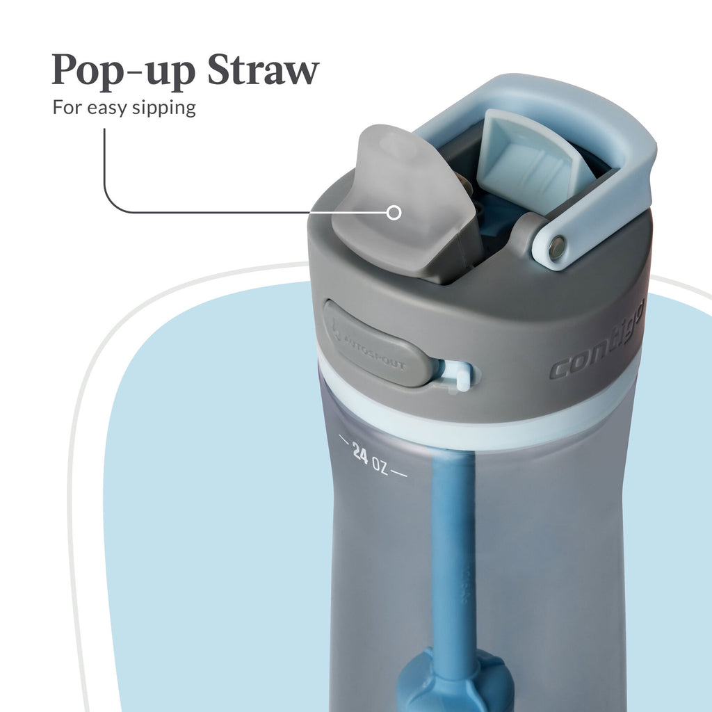 Contigo® Wells Plastic Filter Water Bottle with AUTOSPOUT® Straw Lid, 24 Oz., Dark Ice M58Y