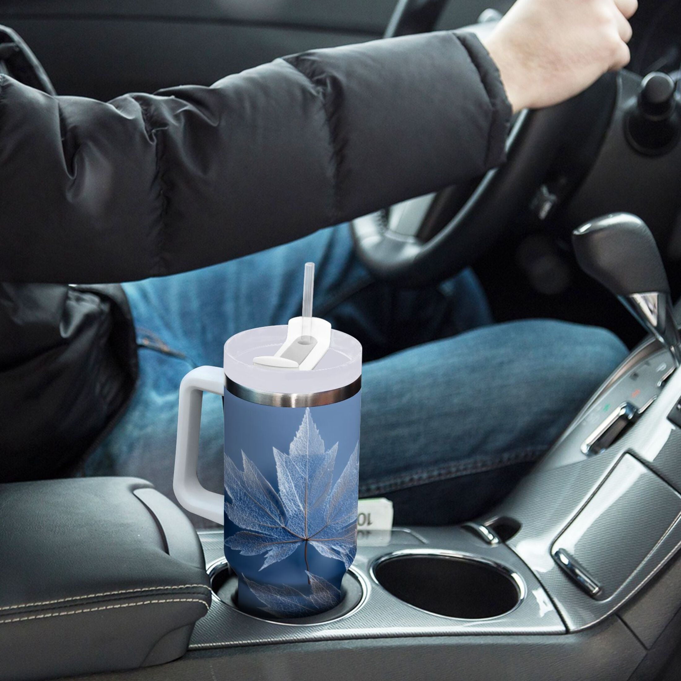 30 oz Insulated Stainless Steel Tumbler Double Wall Stainless Steel Tumbler with 2-Way Drinking Glass Mapleleaves M491L