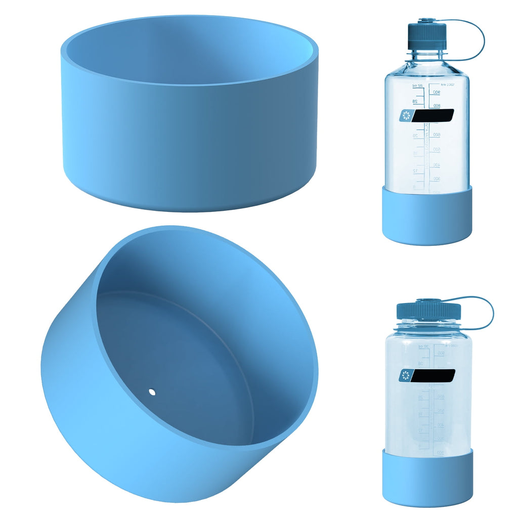 Linkidea 2 Pack Water Bottle Boot Compatible with Nalgene Sustain Wide Mouth 32oz/48oz, Narrow Mouth 32oz, Silicone Anti-Slip Bottle Bottom Bumper Protector (Blue) M209L