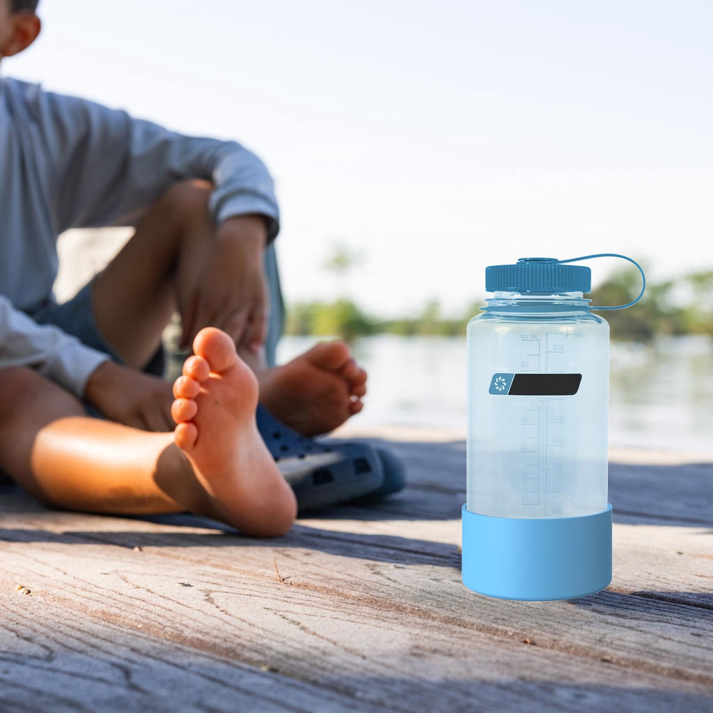 Linkidea 2 Pack Water Bottle Boot Compatible with Nalgene Sustain Wide Mouth 32oz/48oz, Narrow Mouth 32oz, Silicone Anti-Slip Bottle Bottom Bumper Protector (Blue) M209L