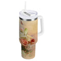30 oz Insulated Stainless Steel Tumbler Double Wall Stainless Steel Tumbler with 2-Way Drinking Beautiful Floral Bouquet M477U