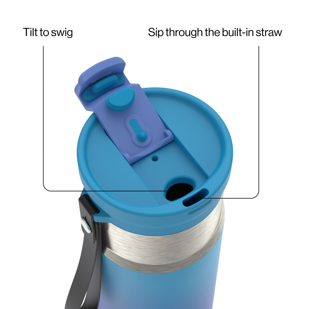 Contigo DualSip 16 oz Compact Leakproof Insulated Water Bottle with 2-Way Lid M49B