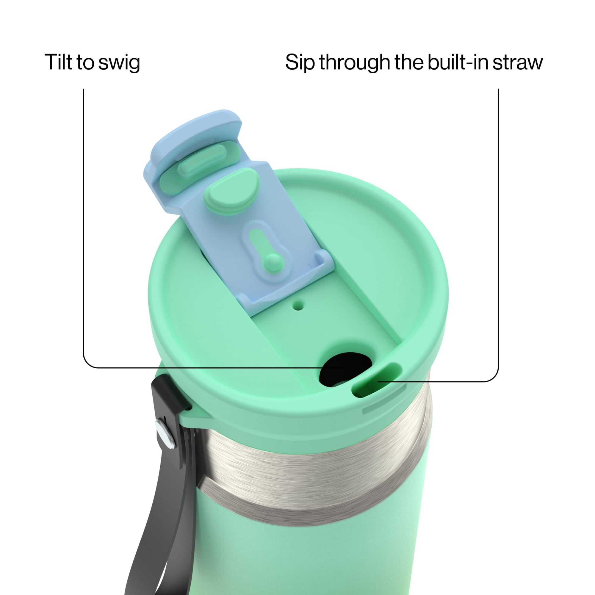Contigo DualSip 16 oz Compact Leakproof Insulated Water Bottle with 2-Way Lid M49B