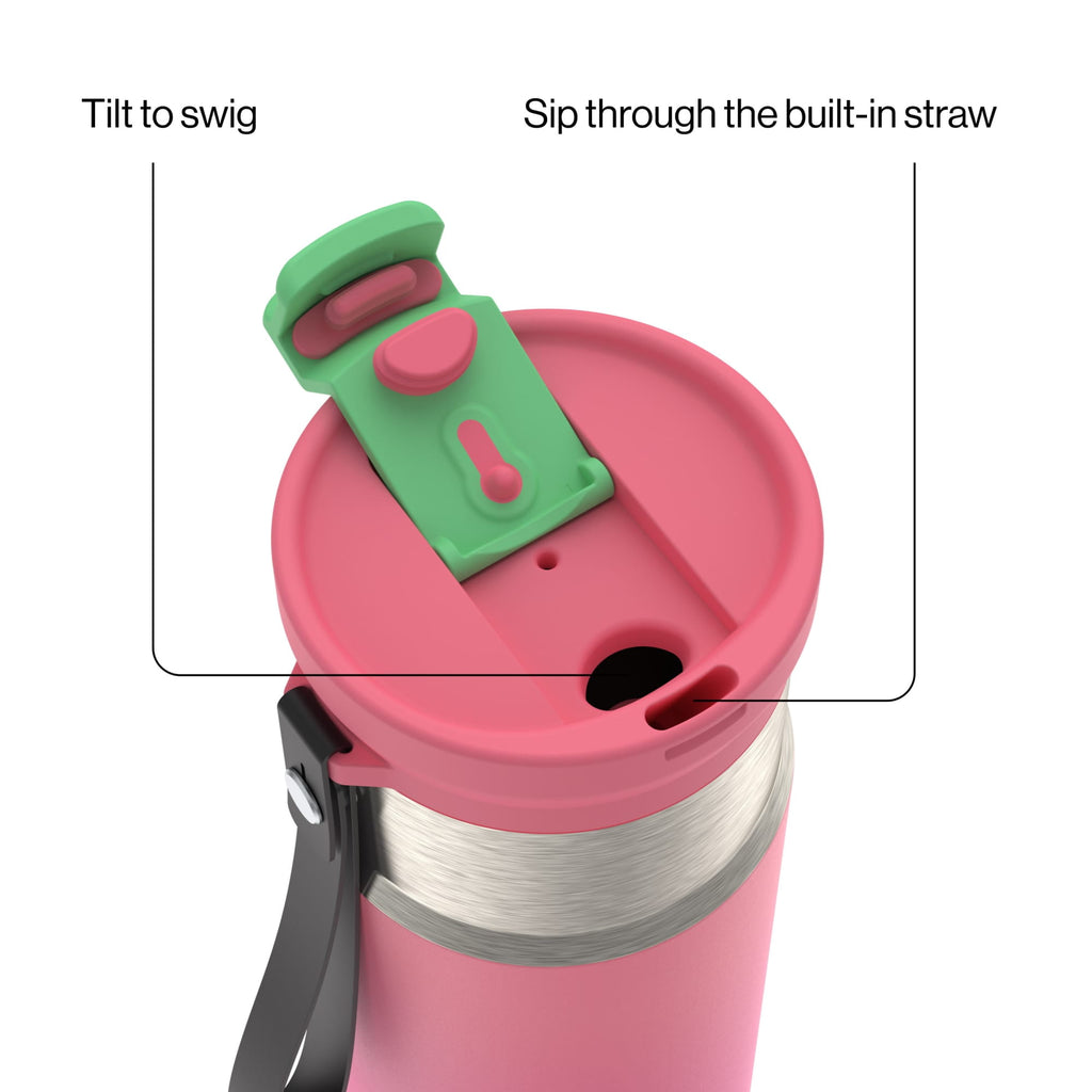 Contigo DualSip 16 oz Compact Leakproof Insulated Water Bottle with 2-Way Lid M49B