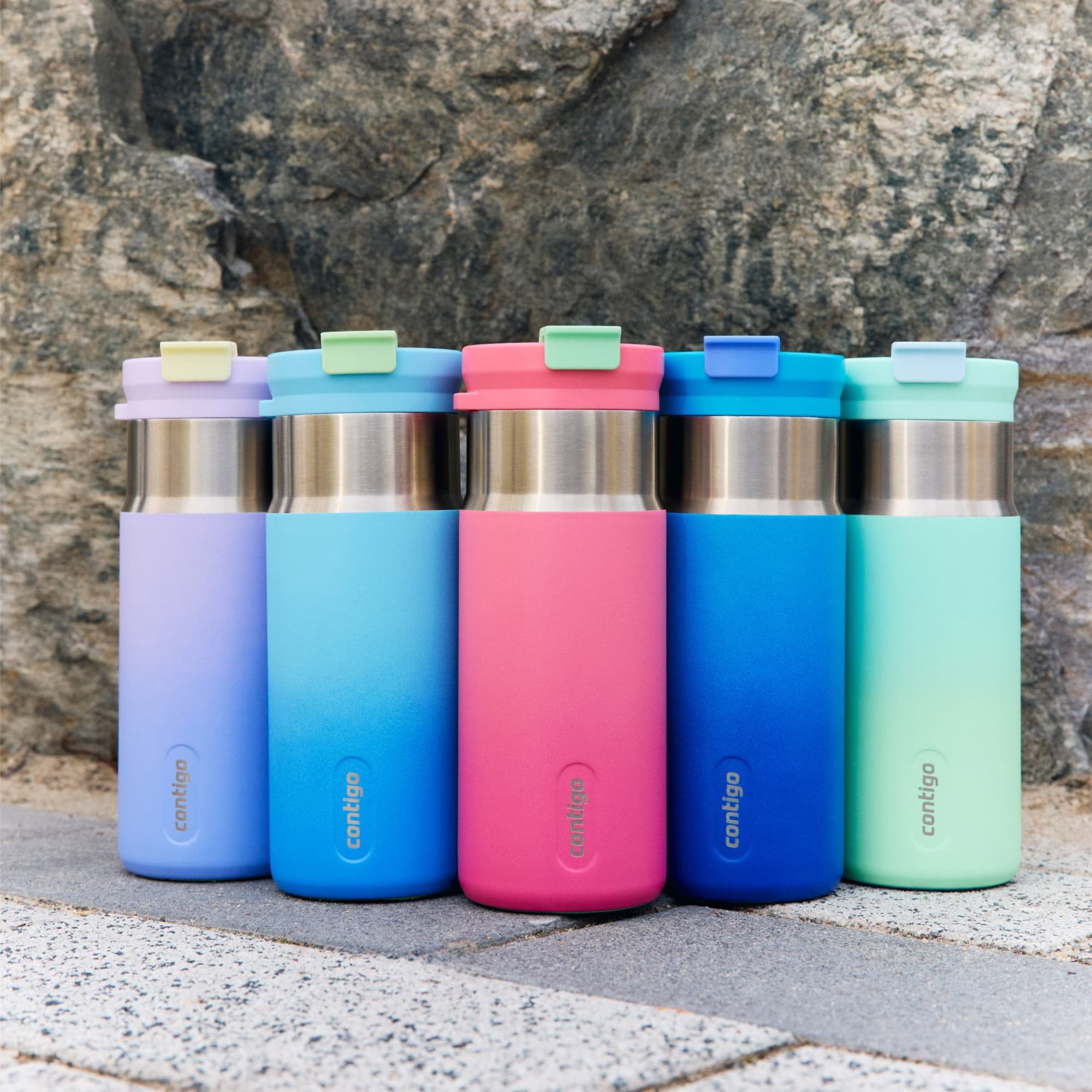 Contigo DualSip 16 oz Compact Leakproof Insulated Water Bottle with 2-Way Lid M49B