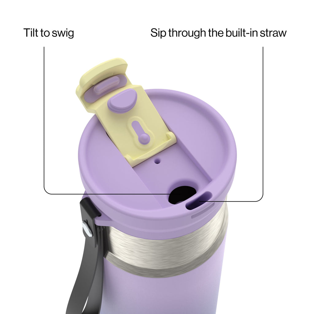 Contigo DualSip 16 oz Compact Leakproof Insulated Water Bottle with 2-Way Lid M49B
