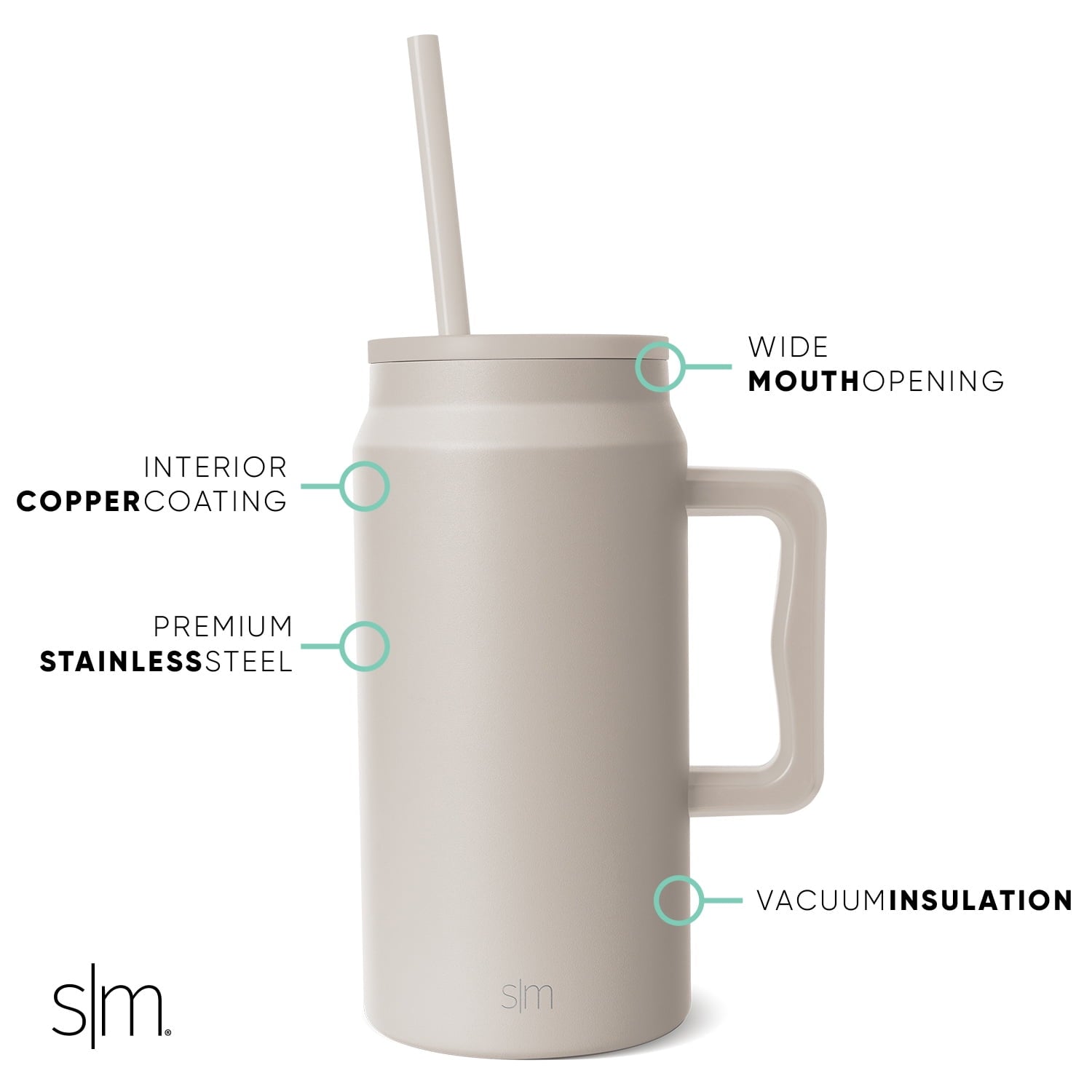 Simple Modern 50 fl oz Insulated Stainless Steel Trek Tumbler with Straw Lid | Midnight Black M406G