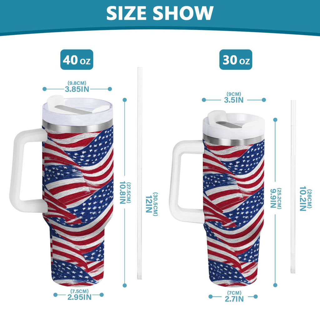 30 oz Insulated Stainless Steel Tumbler Double Wall Stainless Steel Tumbler with 2-Way Drinking Flags Wave Pattern M536U