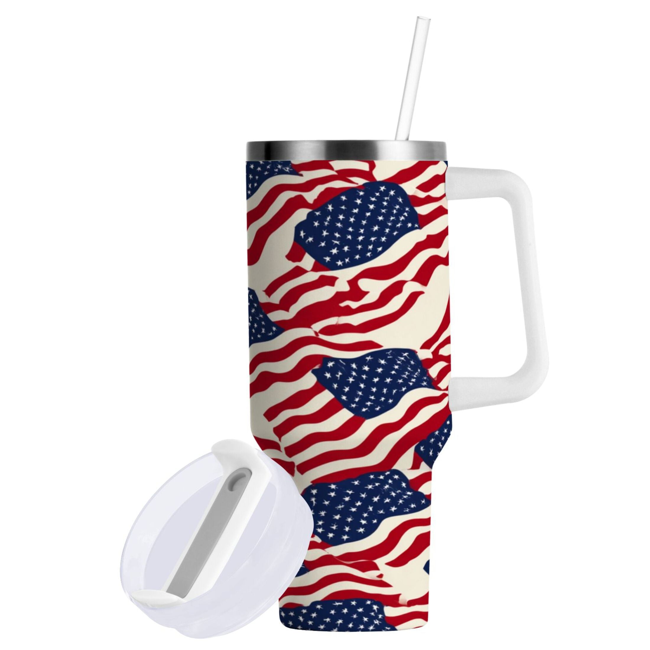 40 oz Insulated Stainless Steel Tumbler Double Wall Stainless Steel Tumbler with 2-Way Drinking Flags Abstract Design M607U