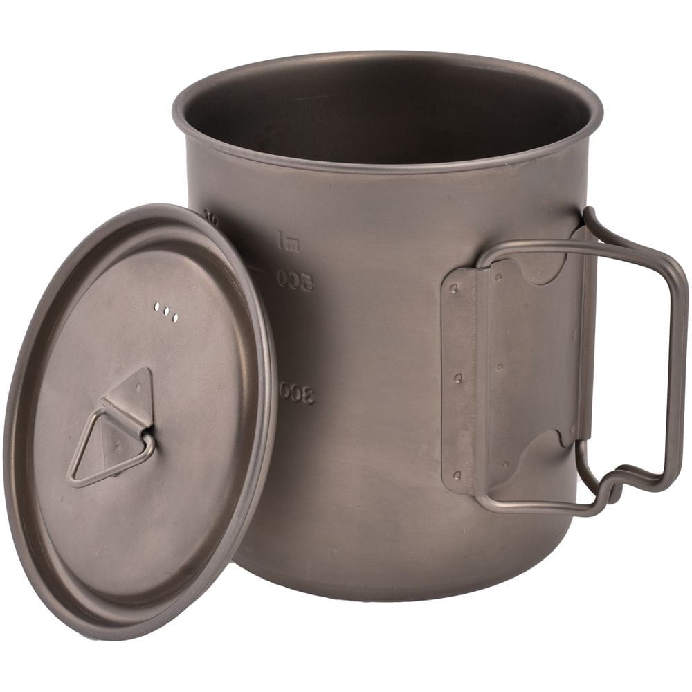 Olicamp Titanium Space Saver Mug with Lid, Nests Nalgene Bottle Inside, Lightweight and Compact, Perfect for Camping and Backpacking, 750mL M193N