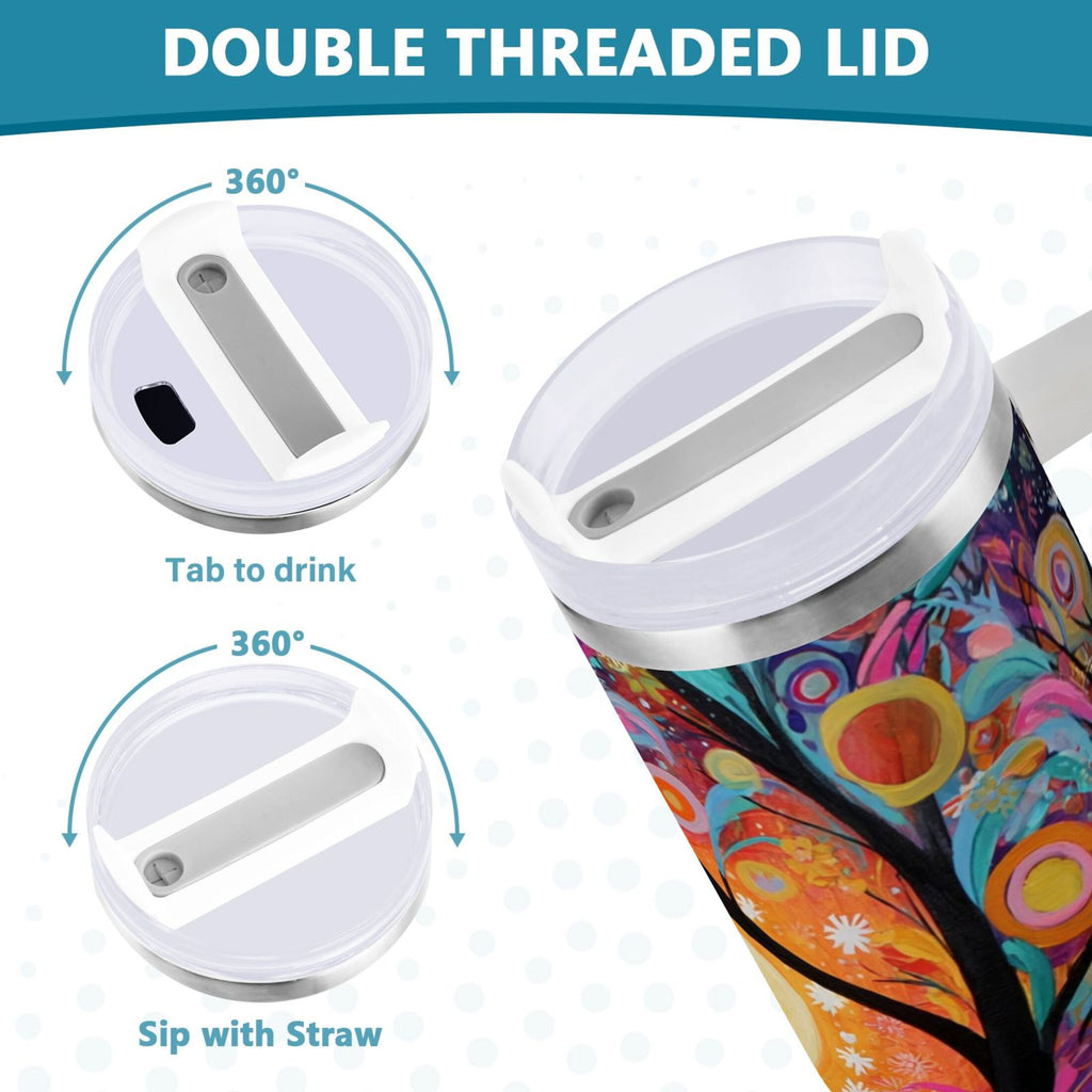 30 oz Insulated Stainless Steel Tumbler Double Wall Stainless Steel Tumbler with 2-Way Drinking Beautiful Abstract Tree Painting M654U
