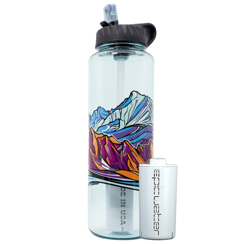 Epic Water Filters Nalgene OG Sustain Tritan USA Made Water Bottle and 75 Gallon Filter - Removes 99.99% of Water Impurities, 32oz, Leggitt Art M192F