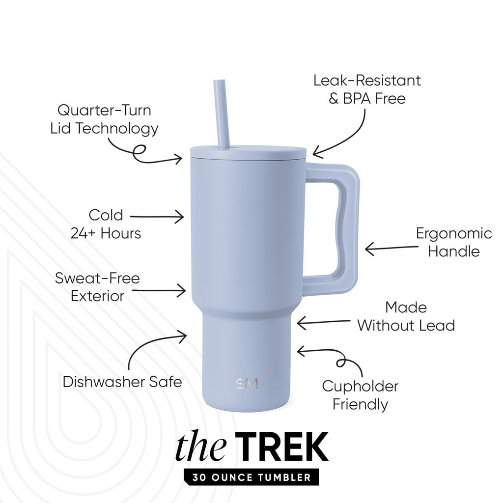 Simple Modern 30 fl oz Insulated Stainless Steel Trek Tumbler with Straw Lid | Seaglass Sage and Cream Checkmate M690W