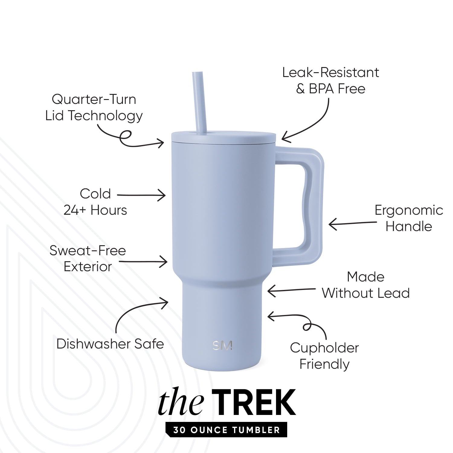 Simple Modern 30 fl oz Insulated Stainless Steel Trek Tumbler with Straw Lid | Seaglass Sage and Cream Checkmate M690W