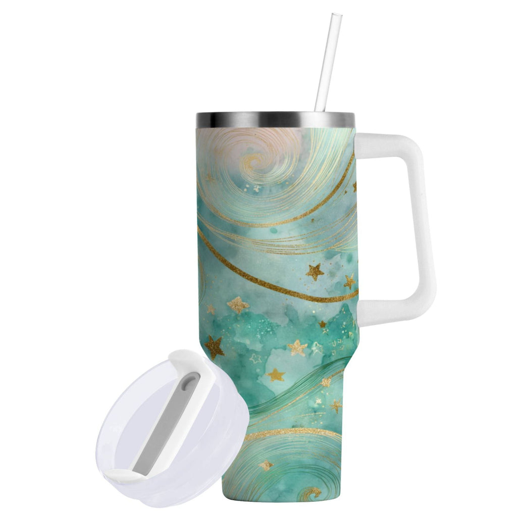 30 oz Insulated Stainless Steel Tumbler Double Wall Stainless Steel Tumbler with 2-Way Drinking Beautiful Swirling Lines M509S