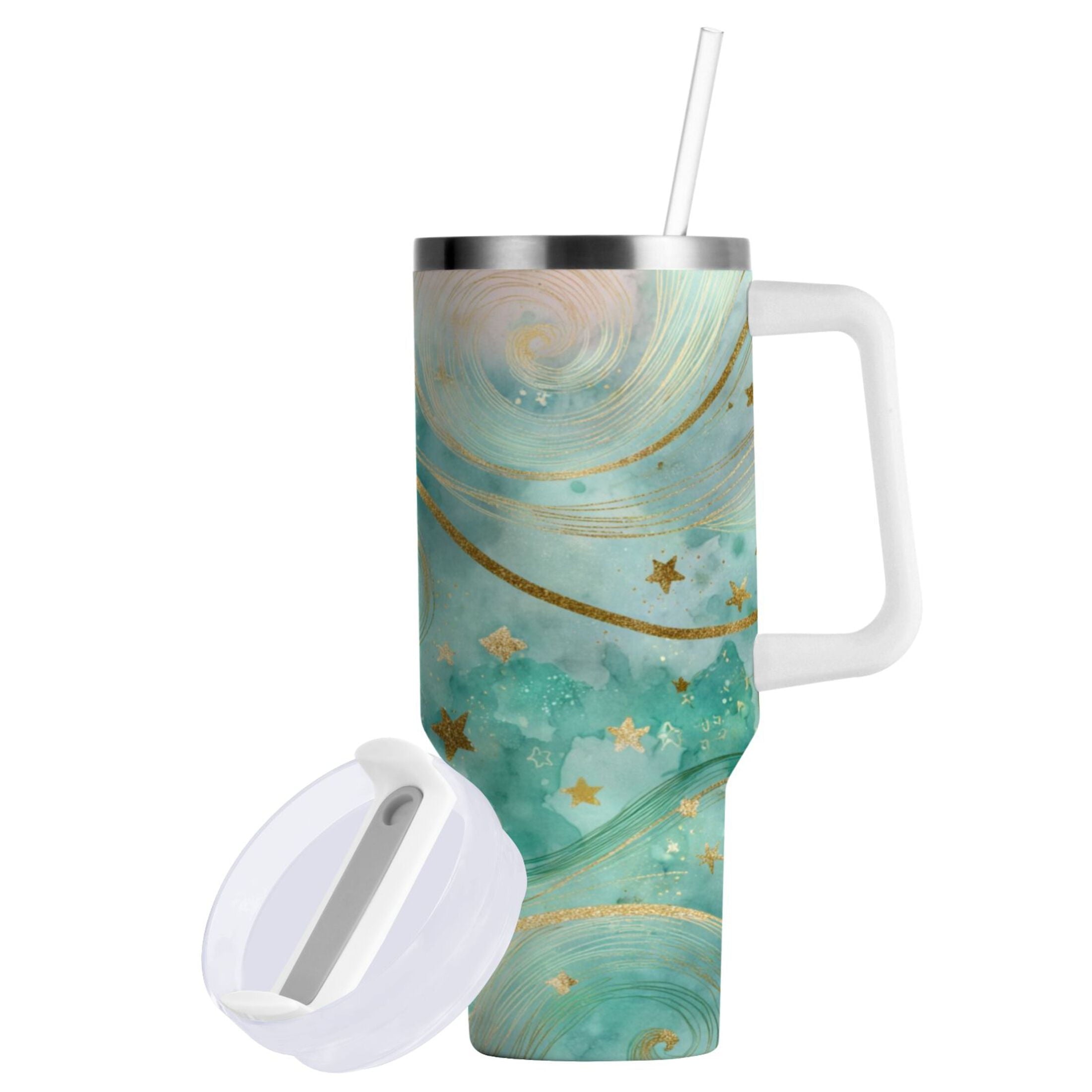 30 oz Insulated Stainless Steel Tumbler Double Wall Stainless Steel Tumbler with 2-Way Drinking Beautiful Swirling Lines M509S