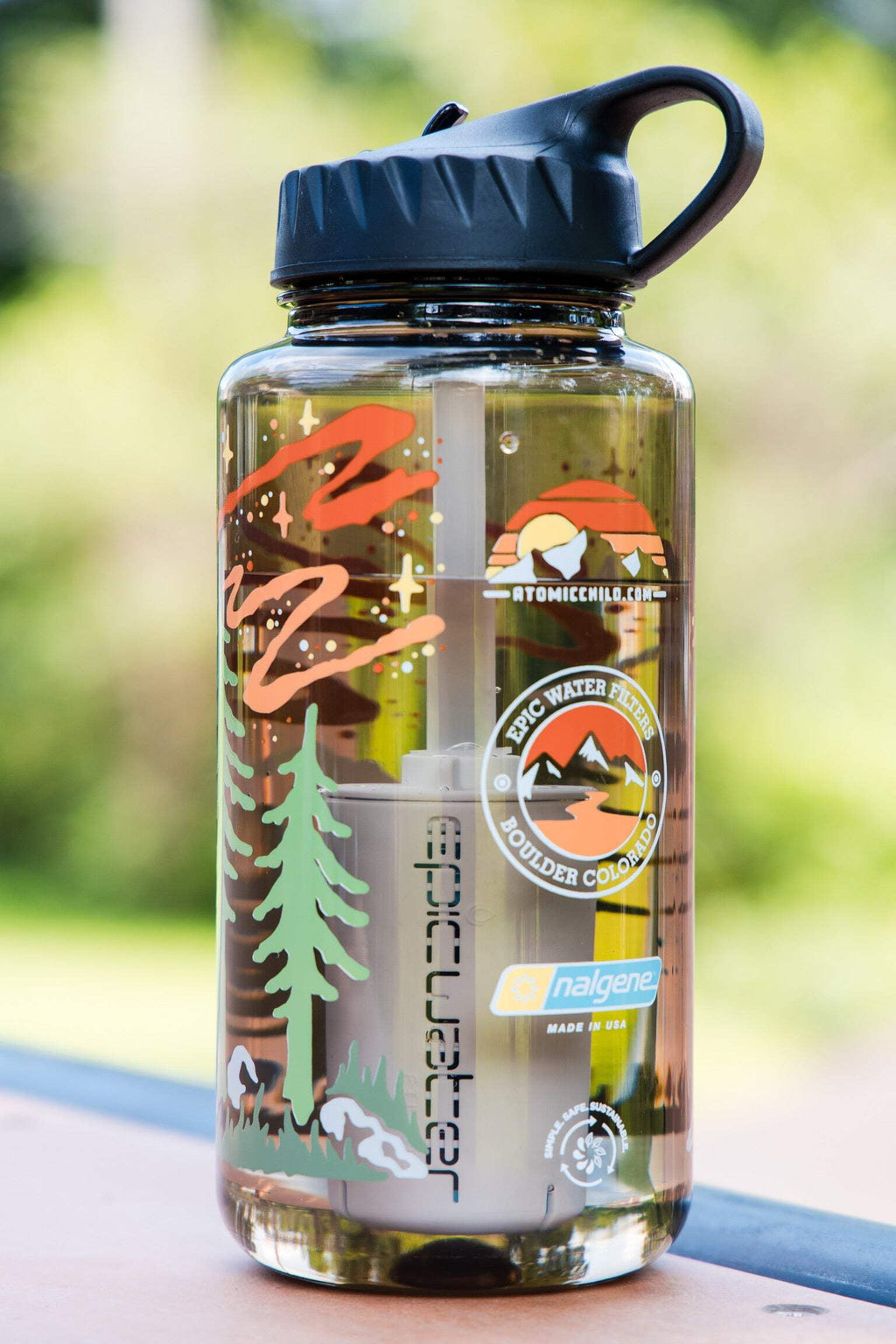 Epic Water Filters Nalgene OG Sustain Tritan USA Made Water Bottle and 75 Gallon Filter - Removes 99.99% of Water Impurities, 32oz, Atomic Child Special Edition M162G