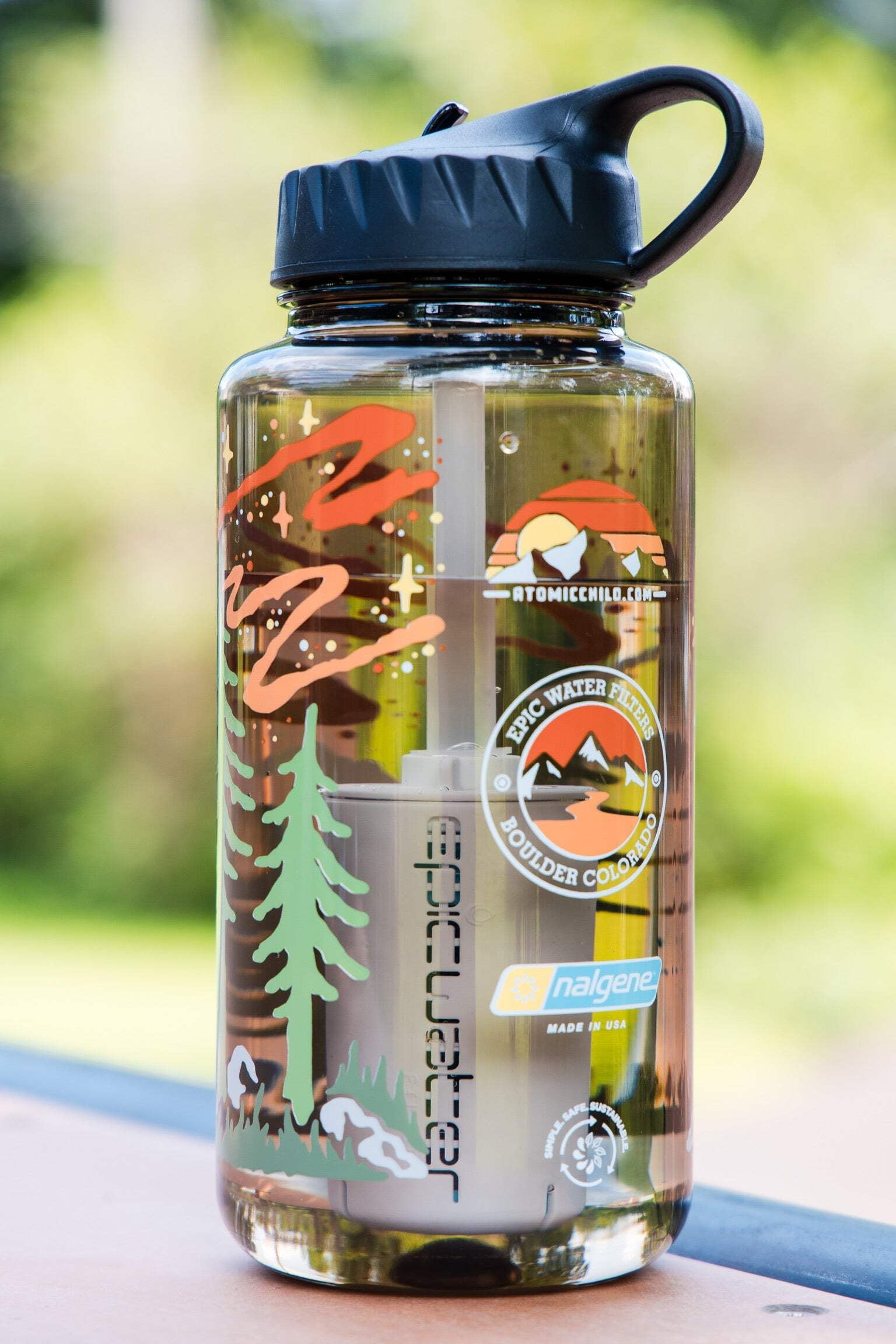 Epic Water Filters Nalgene OG Sustain Tritan USA Made Water Bottle and 75 Gallon Filter - Removes 99.99% of Water Impurities, 32oz, Atomic Child Special Edition M162G
