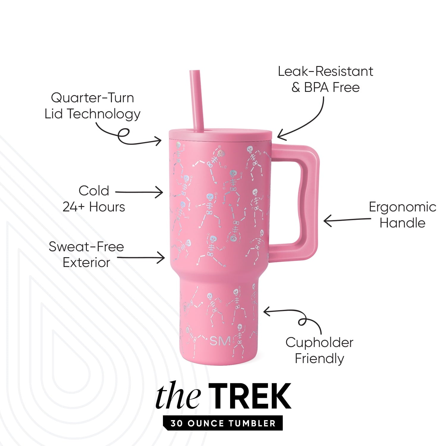 Simple Modern 30 fl oz Insulated Stainless Steel Trek Tumbler with Straw Lid | Seaglass Sage and Cream Checkmate M690W