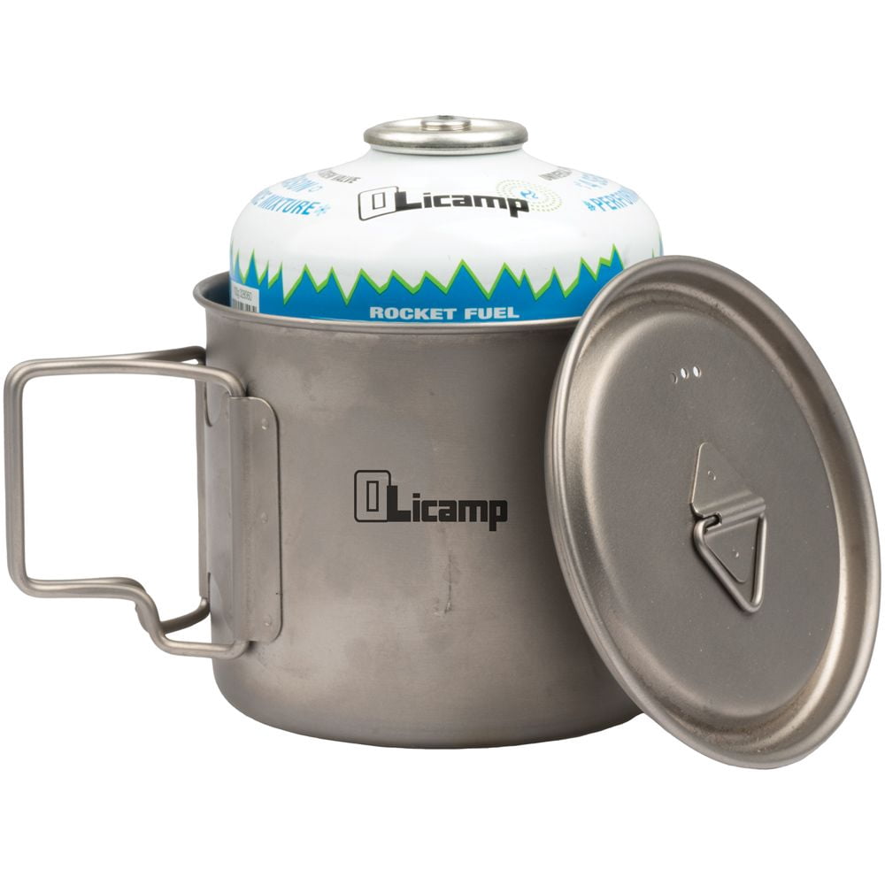 Olicamp Titanium Space Saver Mug with Lid, Nests Nalgene Bottle Inside, Lightweight and Compact, Perfect for Camping and Backpacking, 550mL M194X