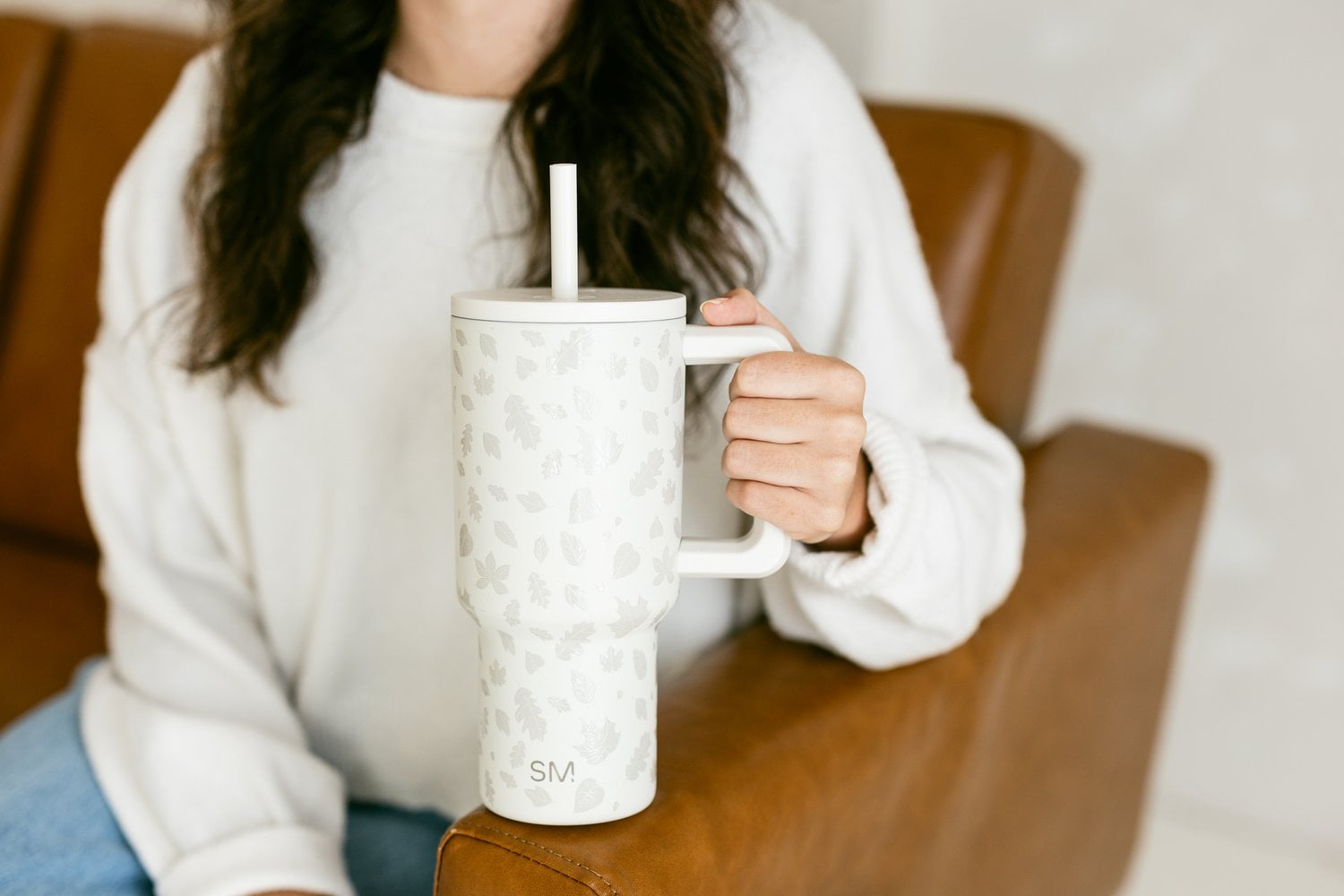 Simple Modern 30 fl oz Insulated Stainless Steel Trek Tumbler with Straw Lid | Seaglass Sage and Cream Checkmate M690W