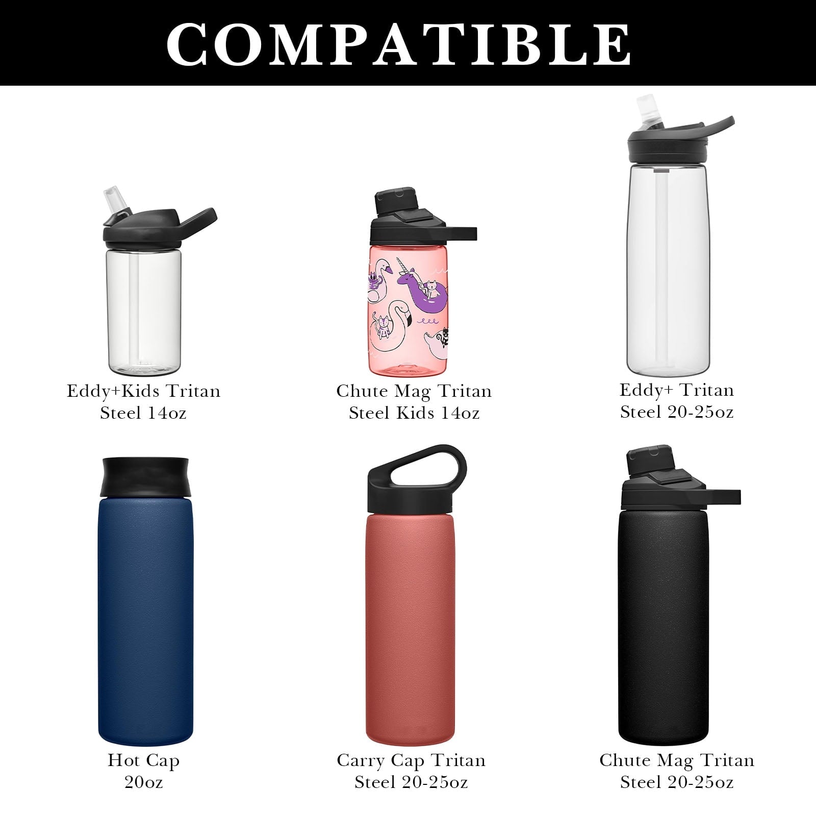 Linkidea 2 Pack Water Bottle Boot Compatible with CamelBak Eddy+20oz/25oz, Chute Mag 20oz/25oz, Carry Cap, Silicone Anti-Slip Bottle Bottom Bumper Protector (Clear White) M389G