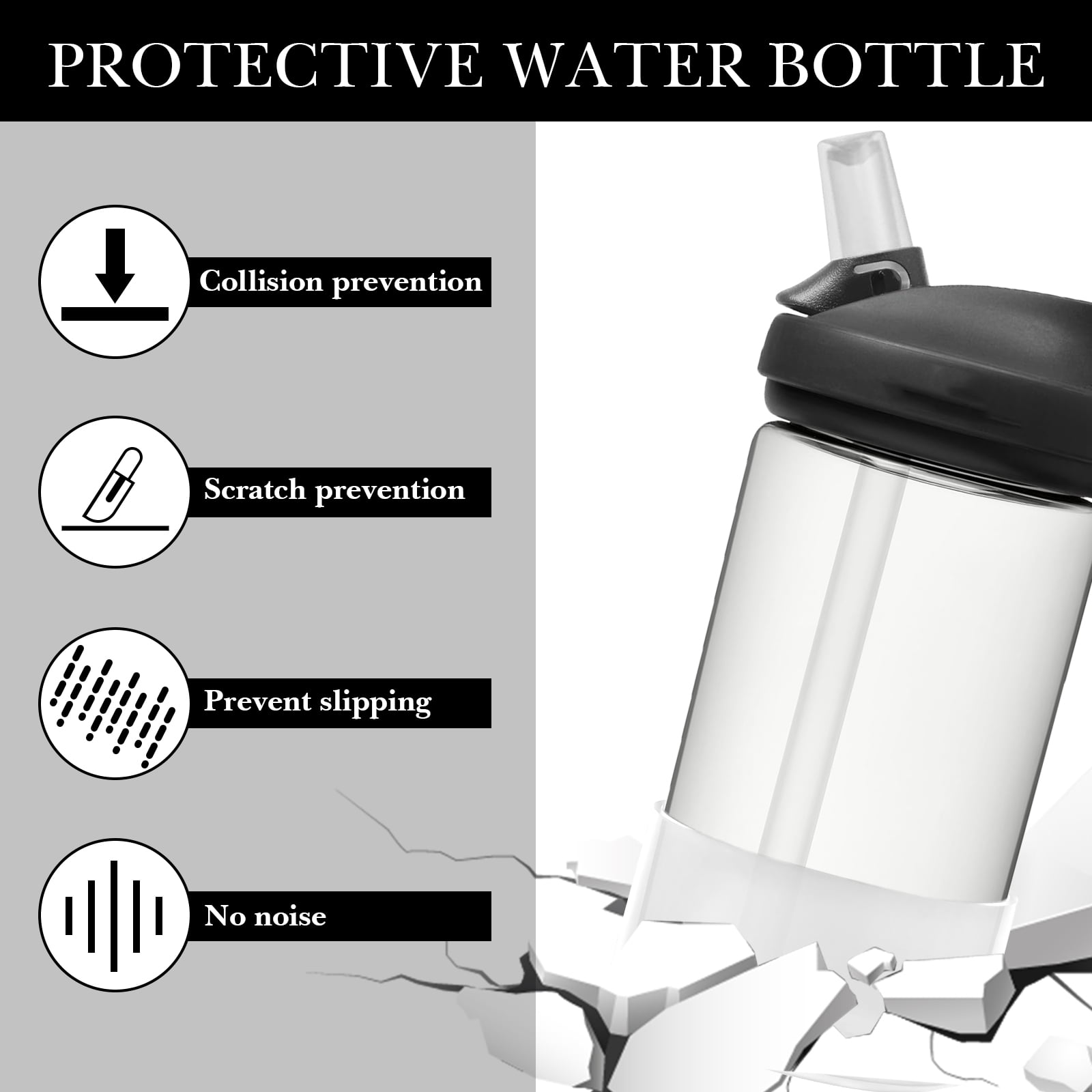 Linkidea 2 Pack Water Bottle Boot Compatible with CamelBak Eddy+20oz/25oz, Chute Mag 20oz/25oz, Carry Cap, Silicone Anti-Slip Bottle Bottom Bumper Protector (Clear White) M389G
