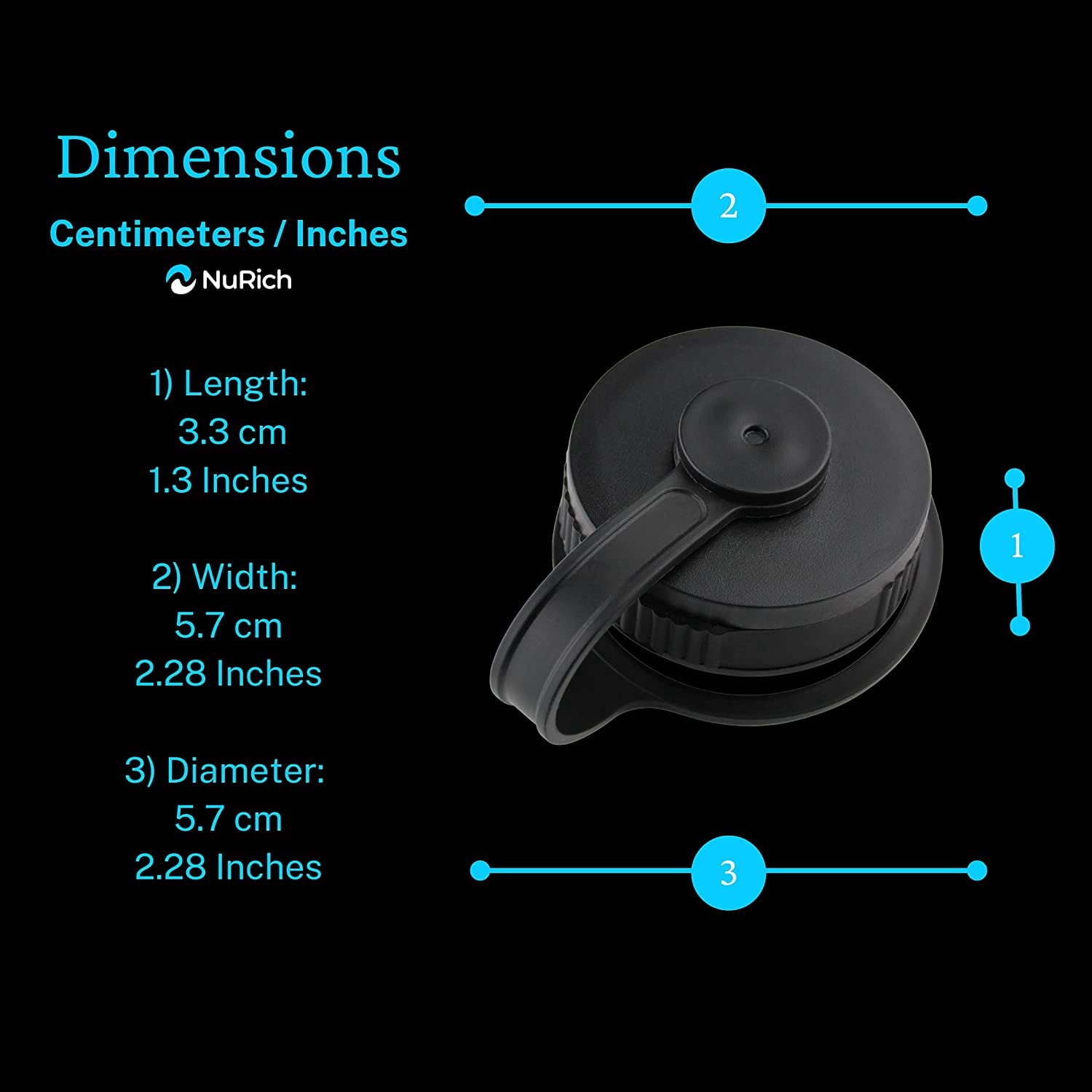 NuRich Loop Top Lid for Wide Mouth Hydro Flask, Nalgene &amp; Simple Water Bottles M213Q