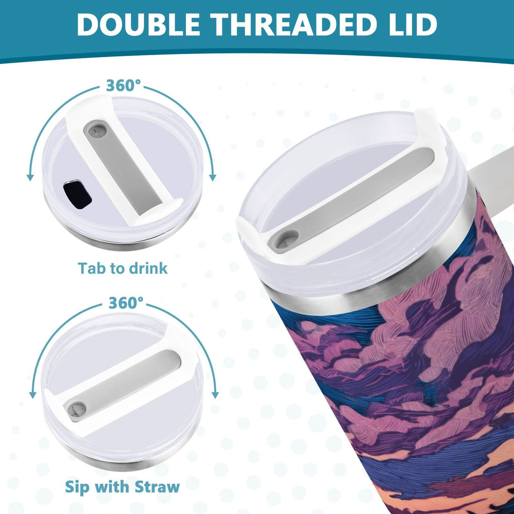 40 oz Insulated Stainless Steel Tumbler Double Wall Stainless Steel Tumbler with 2-Way Drinking Wild Horses Running M506A