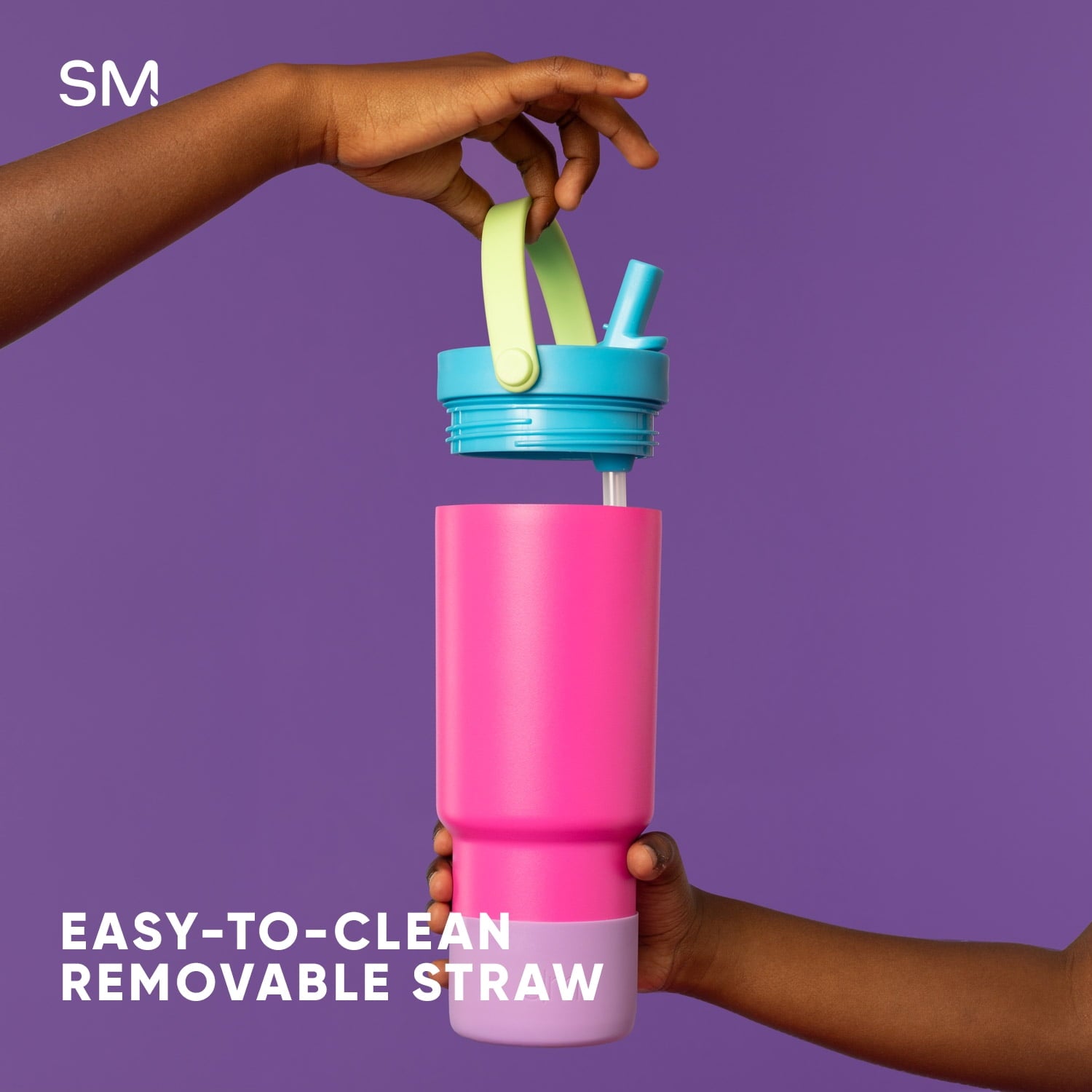 Simple Modern 24 fl oz Insulated Stainless Steel Trek Pivot Tumbler with Straw Lid and Top Handle|Cotton Candy Tie Dye M407G