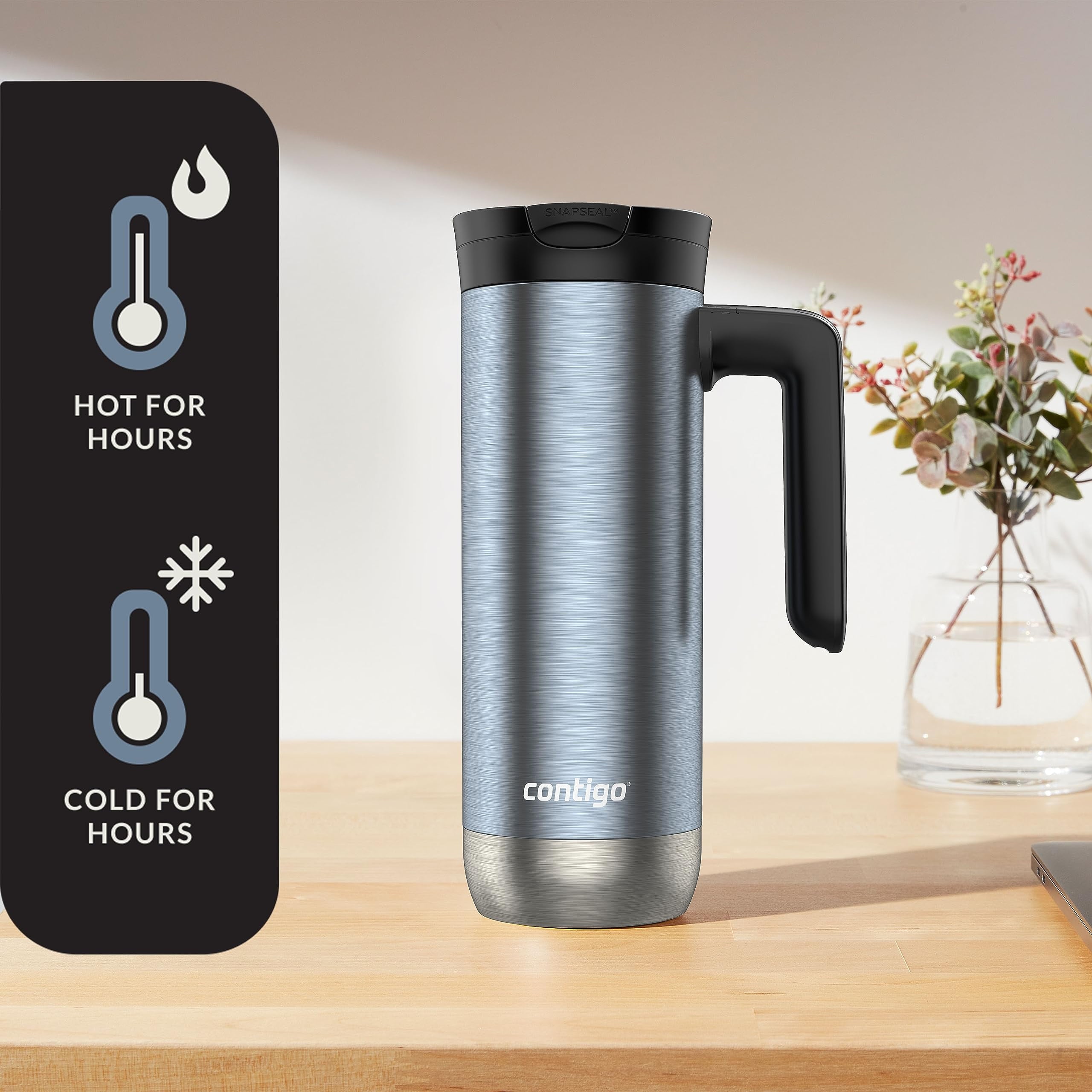 Contigo 20 oz. Superior 2.0 SnapSeal Stainless Steel Travel Mug - Dark Ice M35W