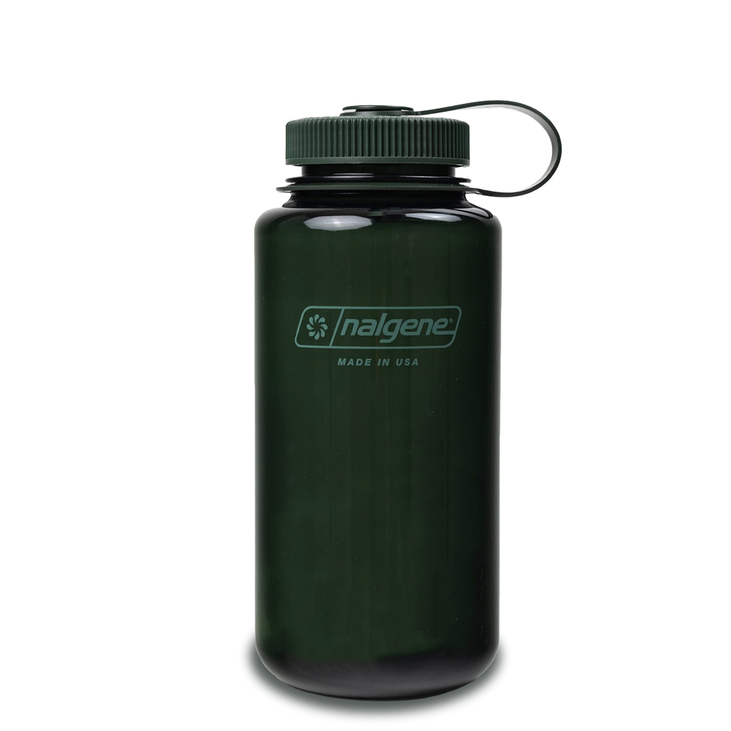 Nalgene Monochrome BPA-Free Recycled Reusable Water Bottle for Backpacking, Hiking, Gym - 32 oz Shatterproof Jade M140F