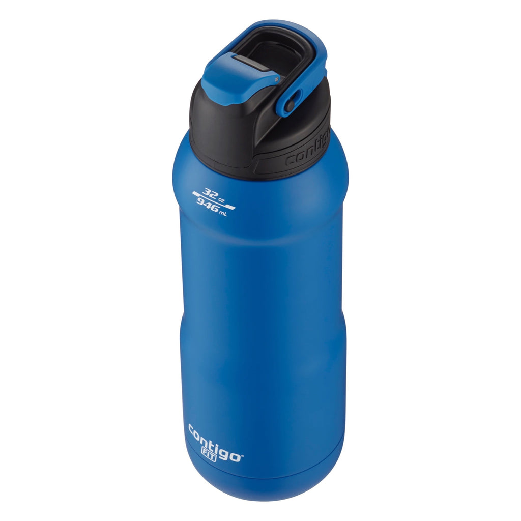 Contigo Fit Stainless Steel AUTOSPOUT Water Bottle with Straw, Blue Amp, 32 fl oz. M105T