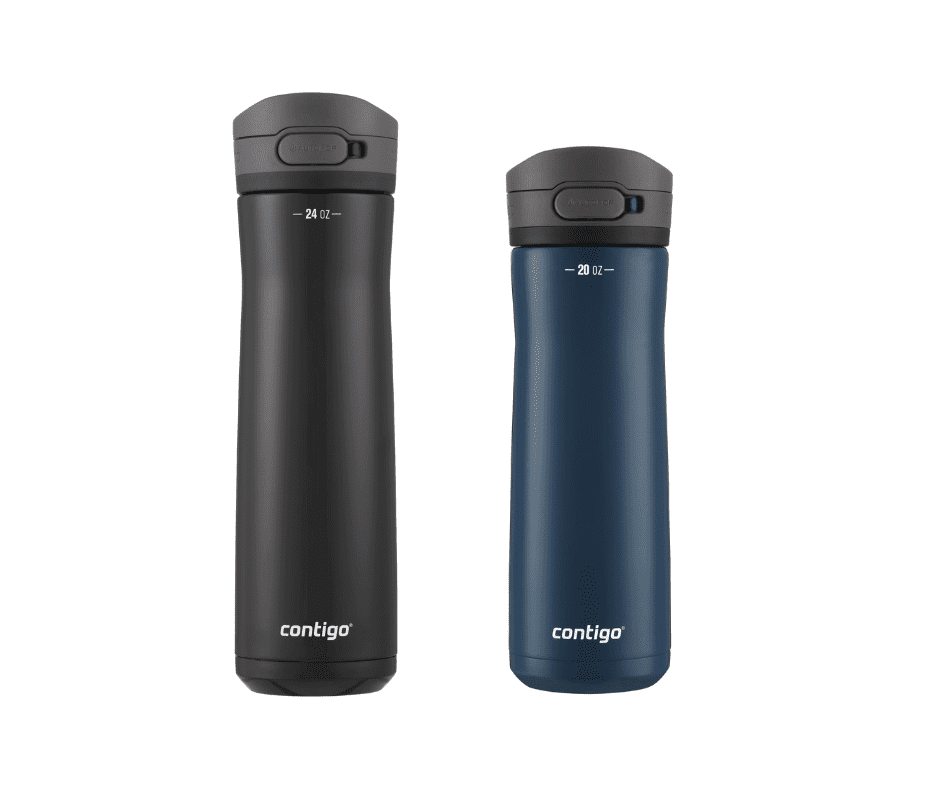 Contigo Jackson Chill Bundle 2 Water Bottles Black 24oz and Blueberry 20oz with Autopop Lid M88A