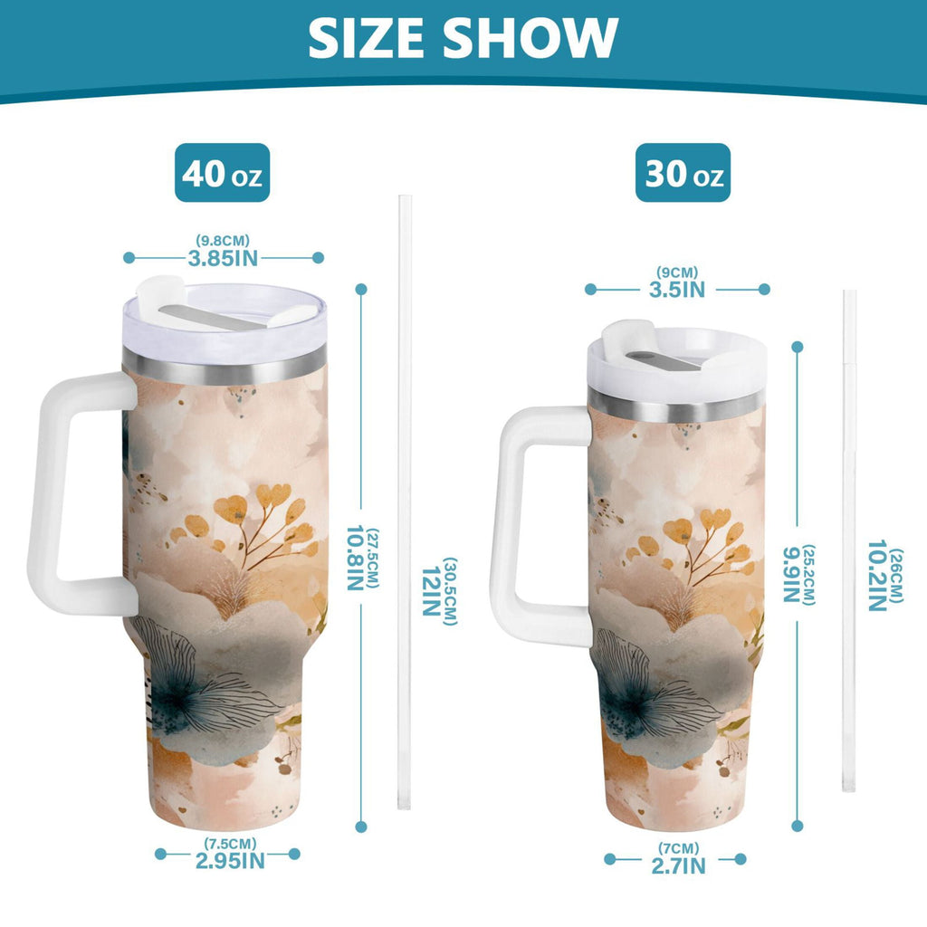 30 oz Insulated Stainless Steel Tumbler Double Wall Stainless Steel Tumbler with 2-Way Drinking Hazy Ethereal Flowers M445Z