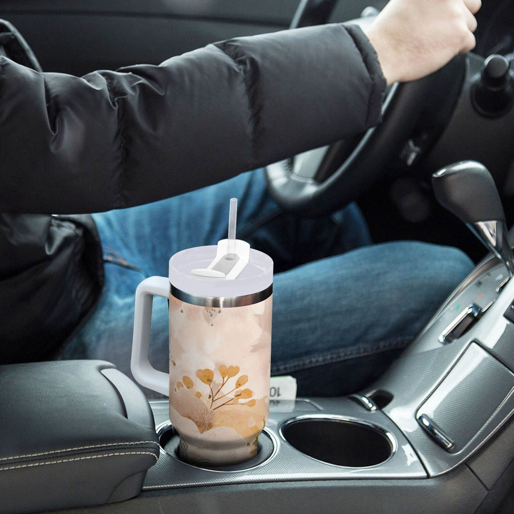 30 oz Insulated Stainless Steel Tumbler Double Wall Stainless Steel Tumbler with 2-Way Drinking Hazy Ethereal Flowers M445Z