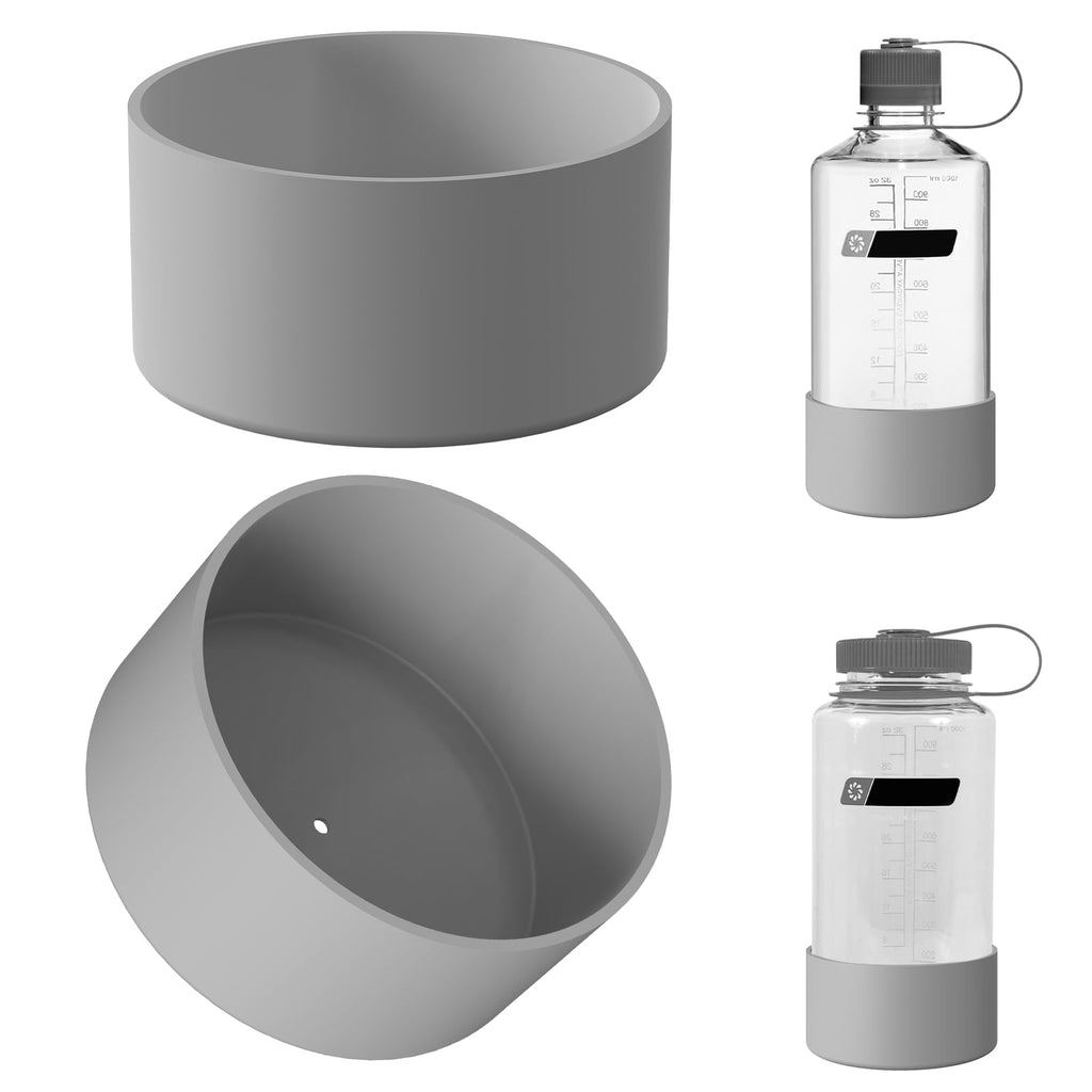 Linkidea 2 Pack Water Bottle Boot Compatible with Nalgene Sustain Wide Mouth 32oz/48oz, Narrow Mouth 32oz, Silicone Anti-Slip Bottle Bottom Bumper Protector (Grey) M219S