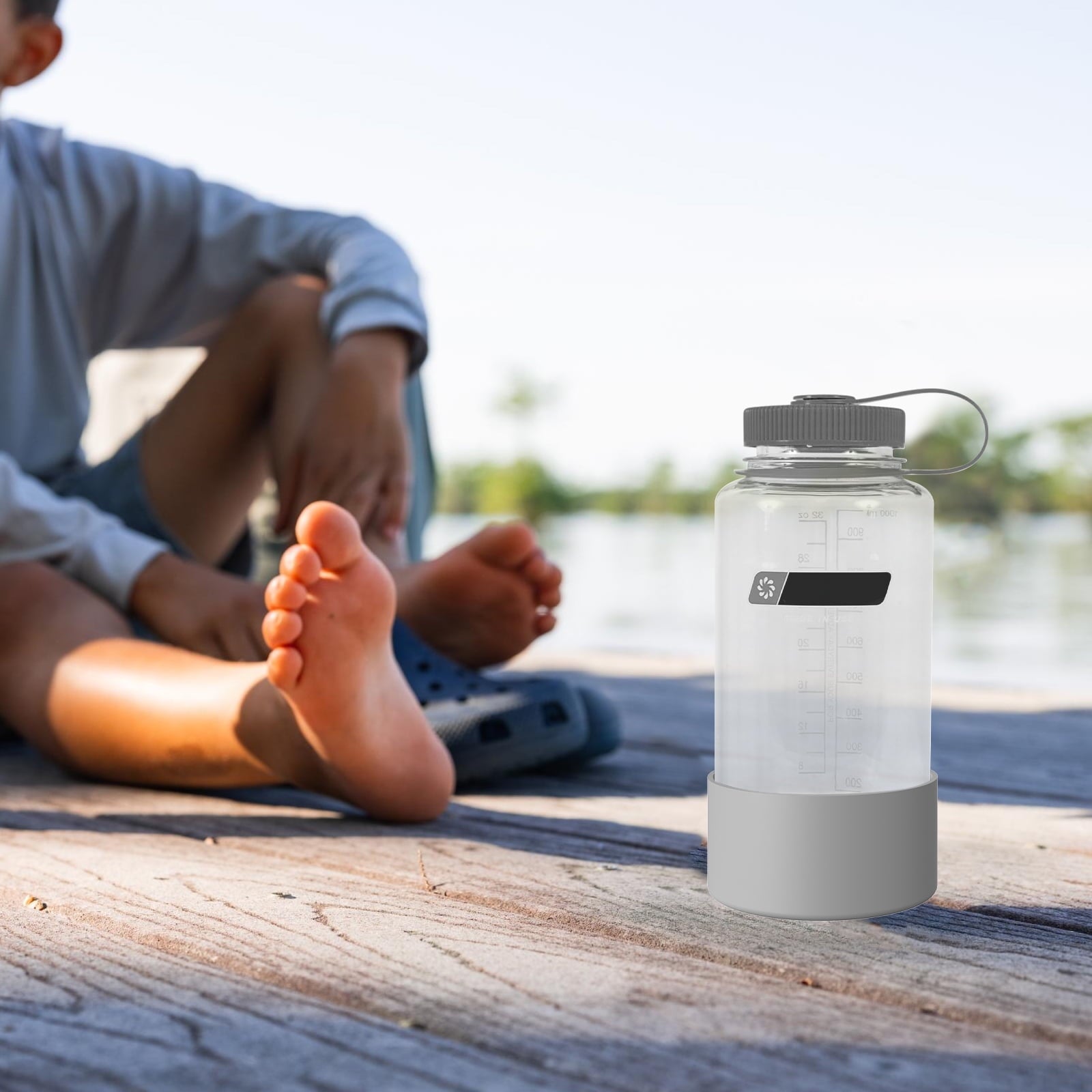 Linkidea 2 Pack Water Bottle Boot Compatible with Nalgene Sustain Wide Mouth 32oz/48oz, Narrow Mouth 32oz, Silicone Anti-Slip Bottle Bottom Bumper Protector (Grey) M219S