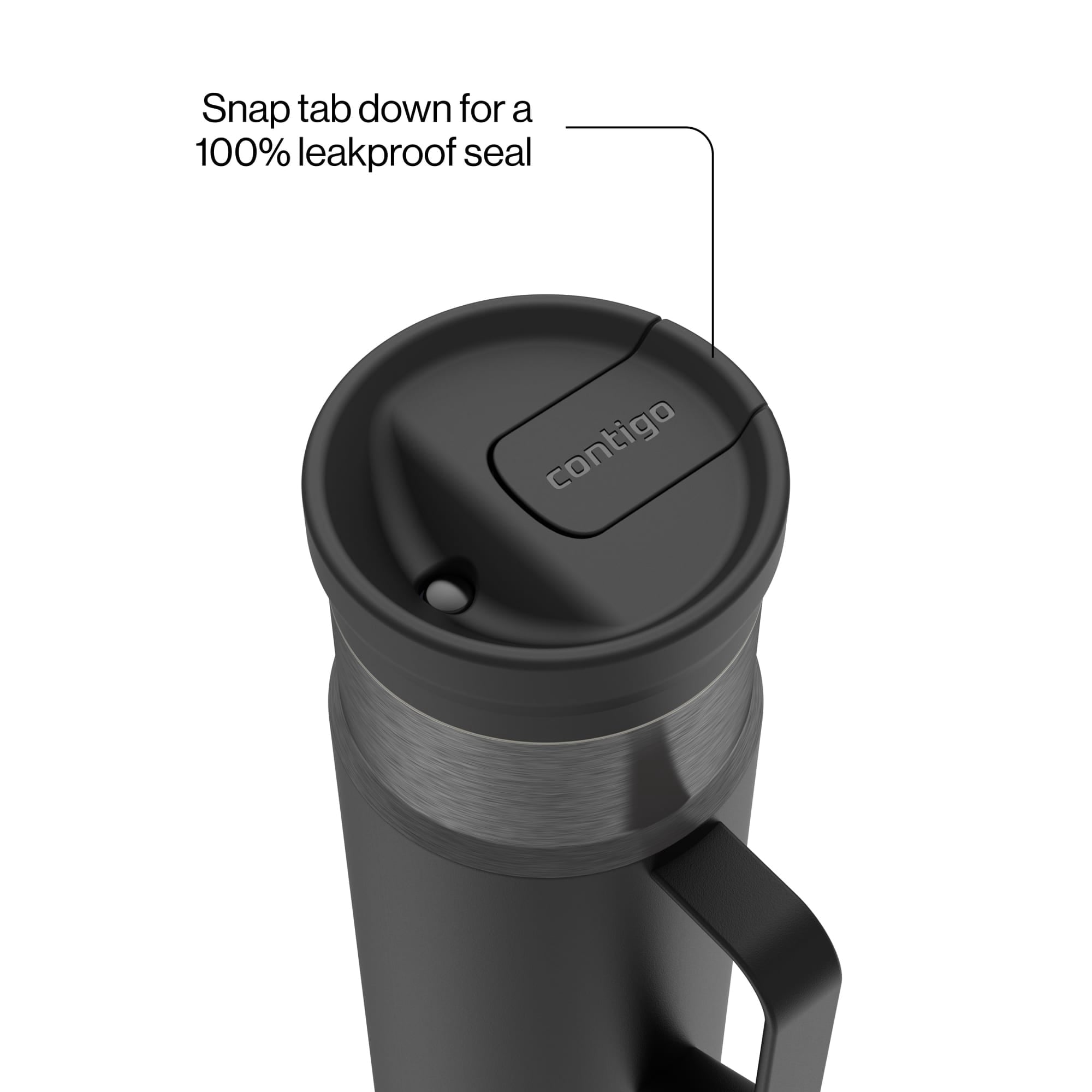 Contigo SnapSeal Leakproof Stainless Steel Reusable Water Bottle Tumbler with Side Handle, Dark Blue/Bronze, 20 oz M33J